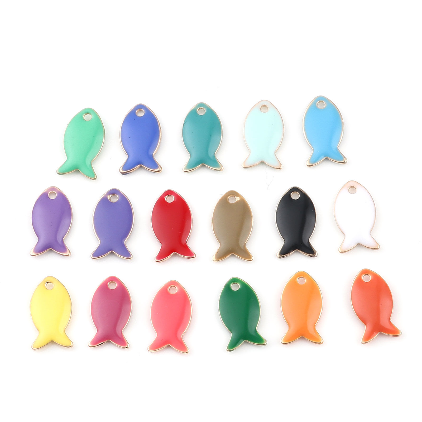 Image de Breloques Sequins Emaillés Double Face en Laiton Doré 10 Pcs