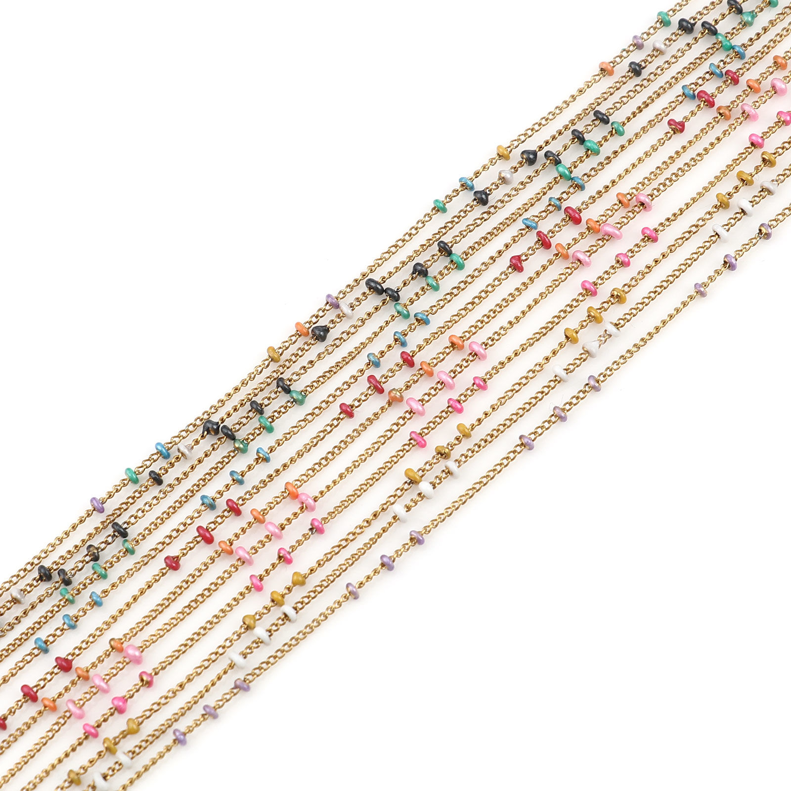 Picture of Stainless Steel Link Curb Chain Gold Plated Enamel 2mm, 1 M