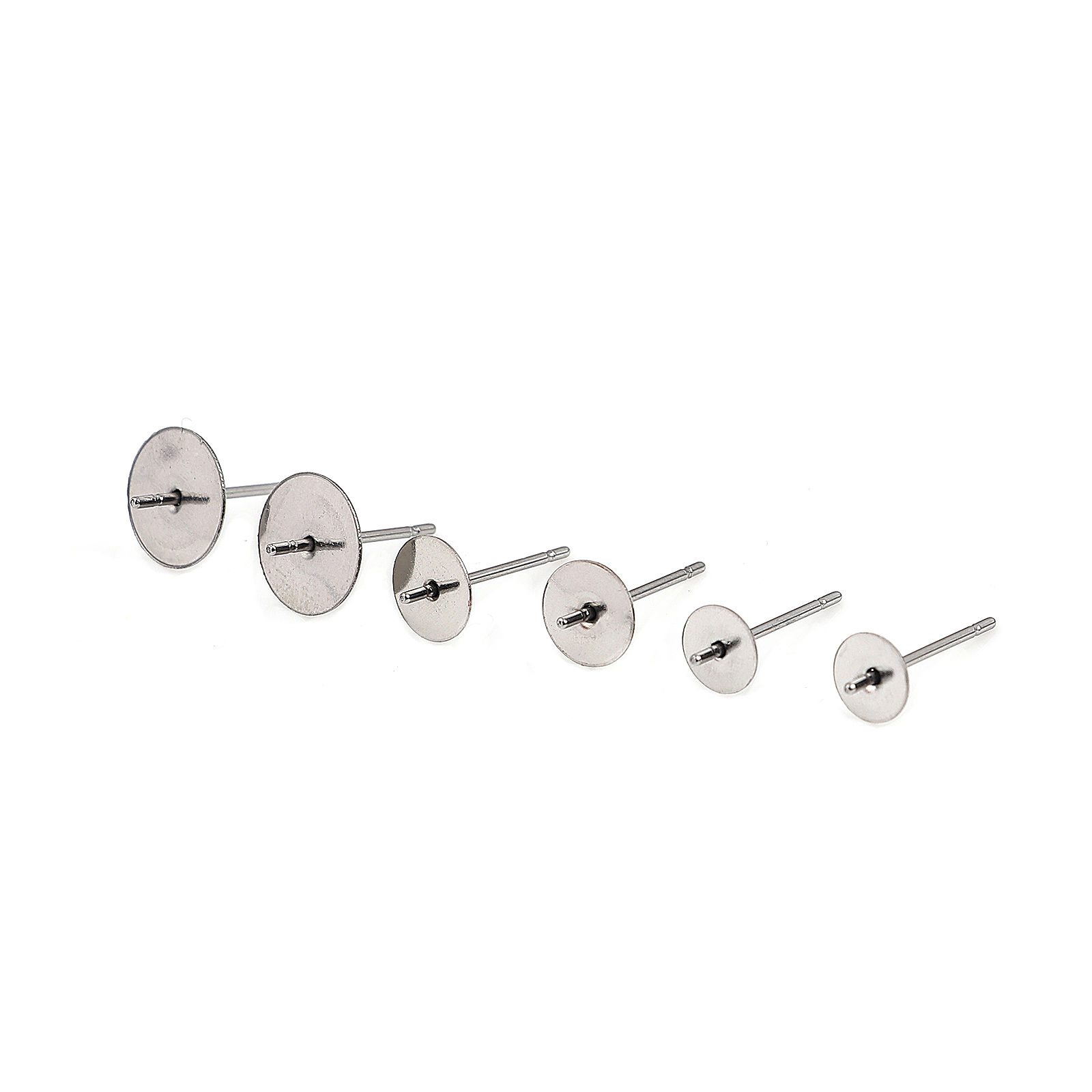 Bild von Edelstahl Ohrring Ohrstecker Rund Silberfarbe 5mm D., Drahtstärke: (21 gauge), 30 Stück