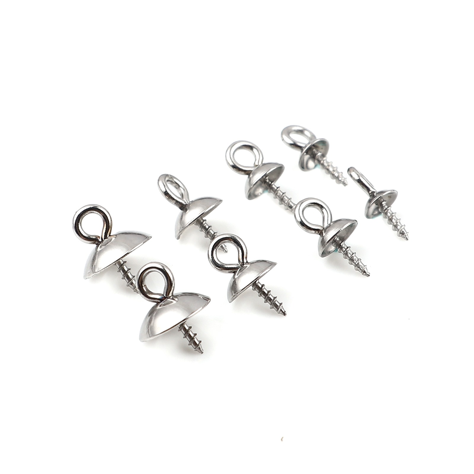 Imagen de Acero Inoxidable Ojo Tornillo Bail Tapa Perforaron Tono de Plata (Apta 4mm 10mm x 4mm, 20 Unidades