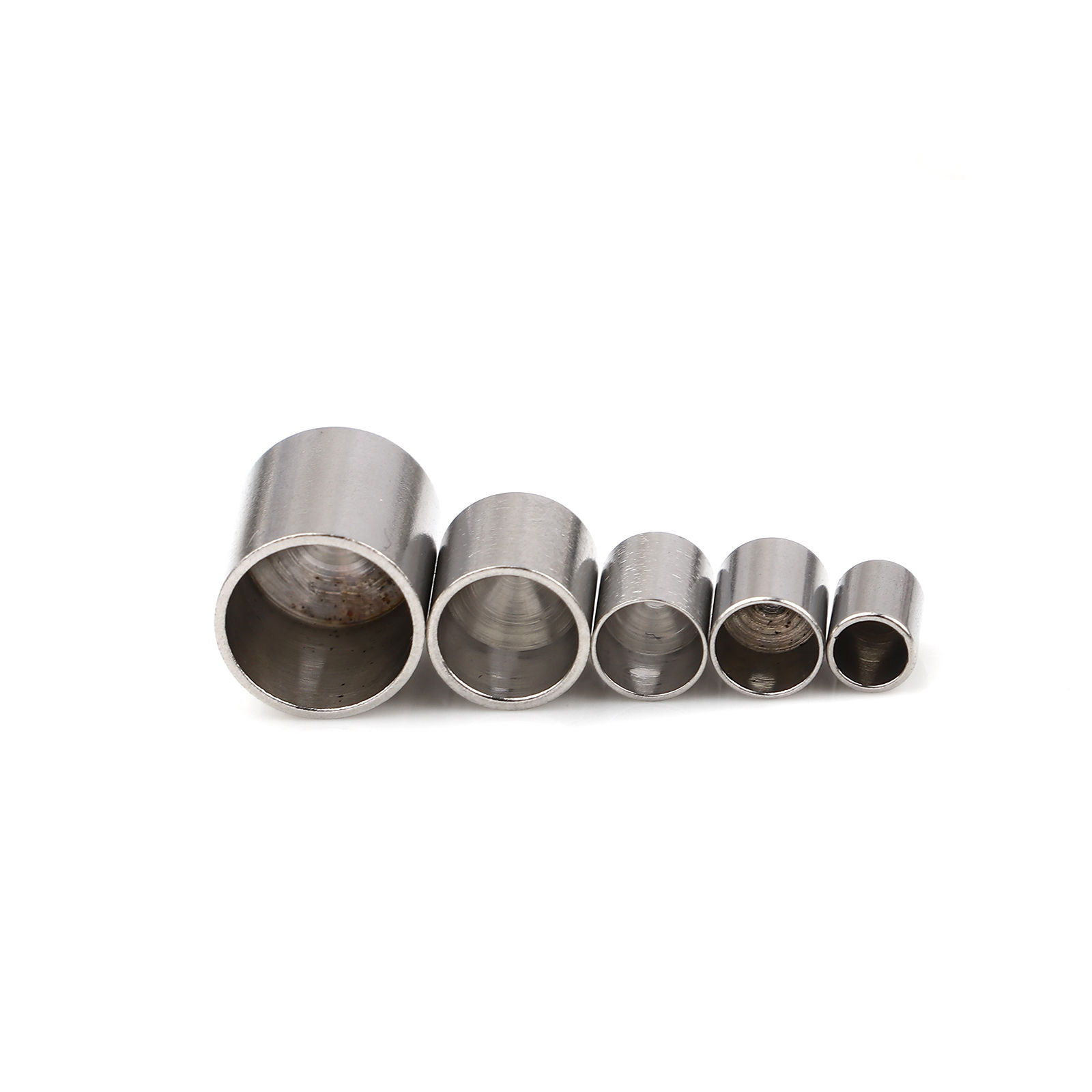 Image de Embouts pour Cordons en Acier Inoxydable Colonne Argent Mat (pr Cordon: 3mm） 5mm x 4mm, 10 Pcs