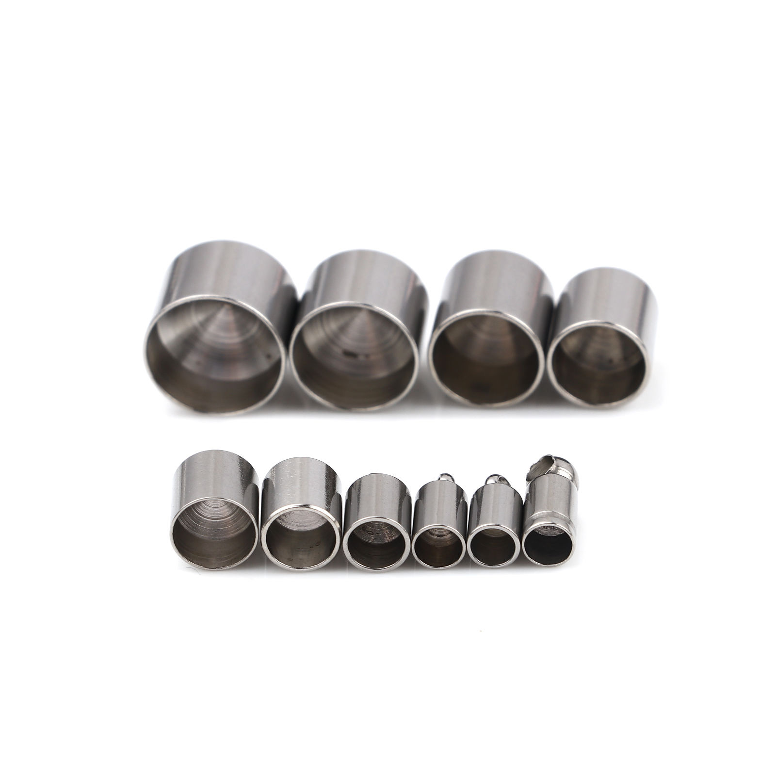 Imagen de Acero Inoxidable Tapa Final Cilíndrico Tono de Plata (Ajusta 3.5mm Cuerda) 10mm x 4mm, 10 Unidades
