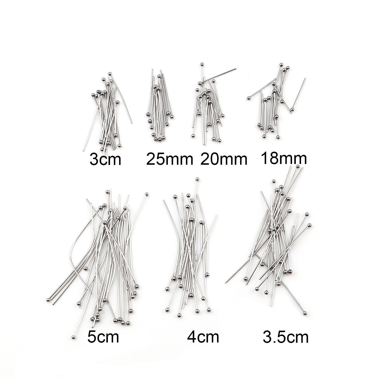 Image de (21 gauge) Aiguilles en Acier Inoxydable Argent Mat 18mm Long, 200 Pcs