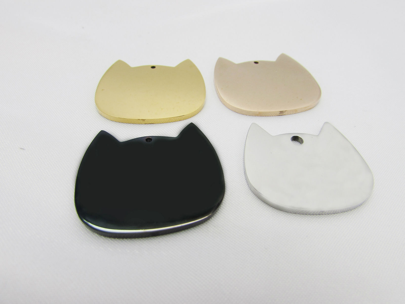1 個 ステンレス鋼 ブランクスタンプタグ チャーム ペンダント 猫 シルバートーン スタンピング用ブランク タグ 26mm x 25mm、 の画像