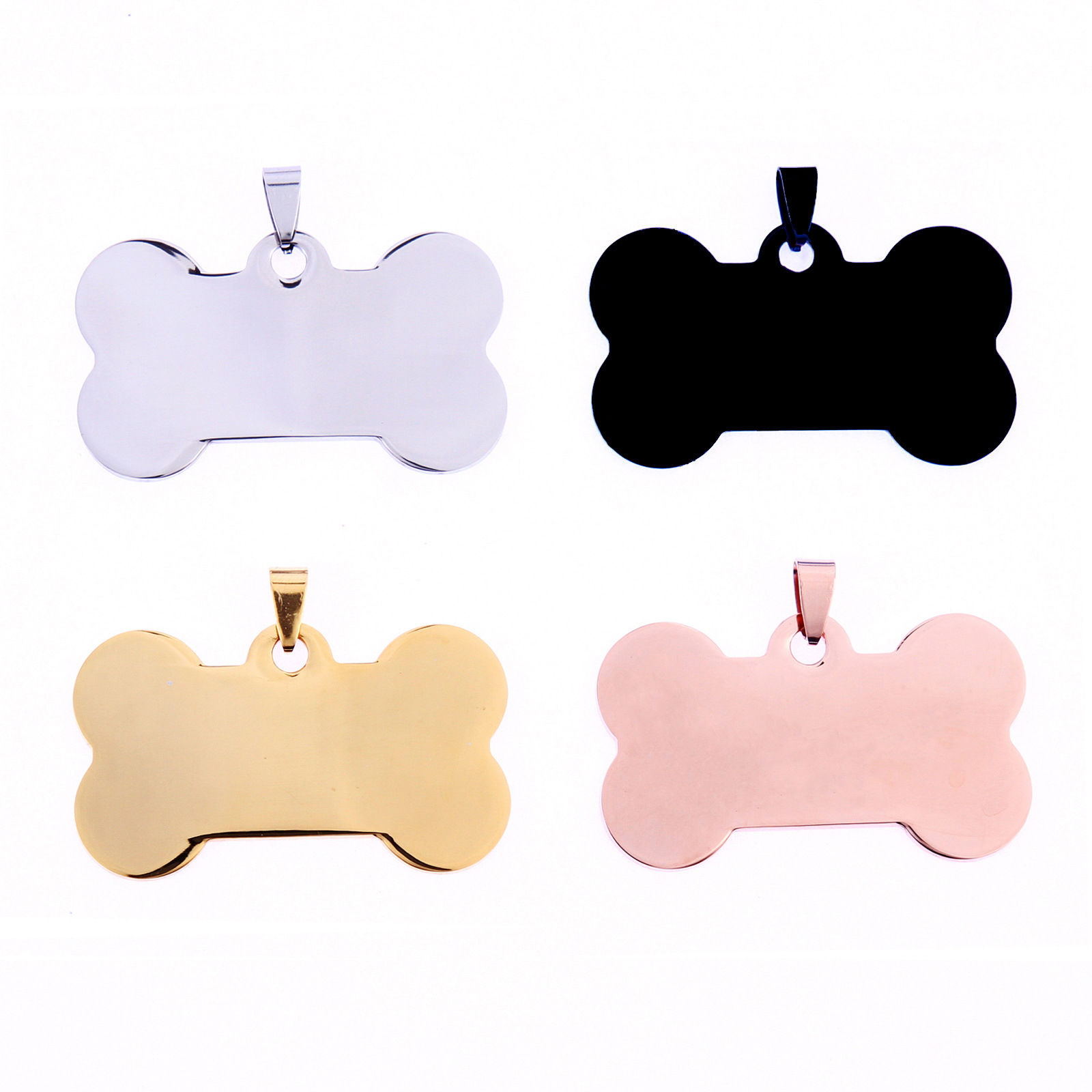 Picture of Stainless Steel Pet Memorial Pendants Bone Silver Tone Blank Stamping Tags 50mm x 28mm, 1 Piece