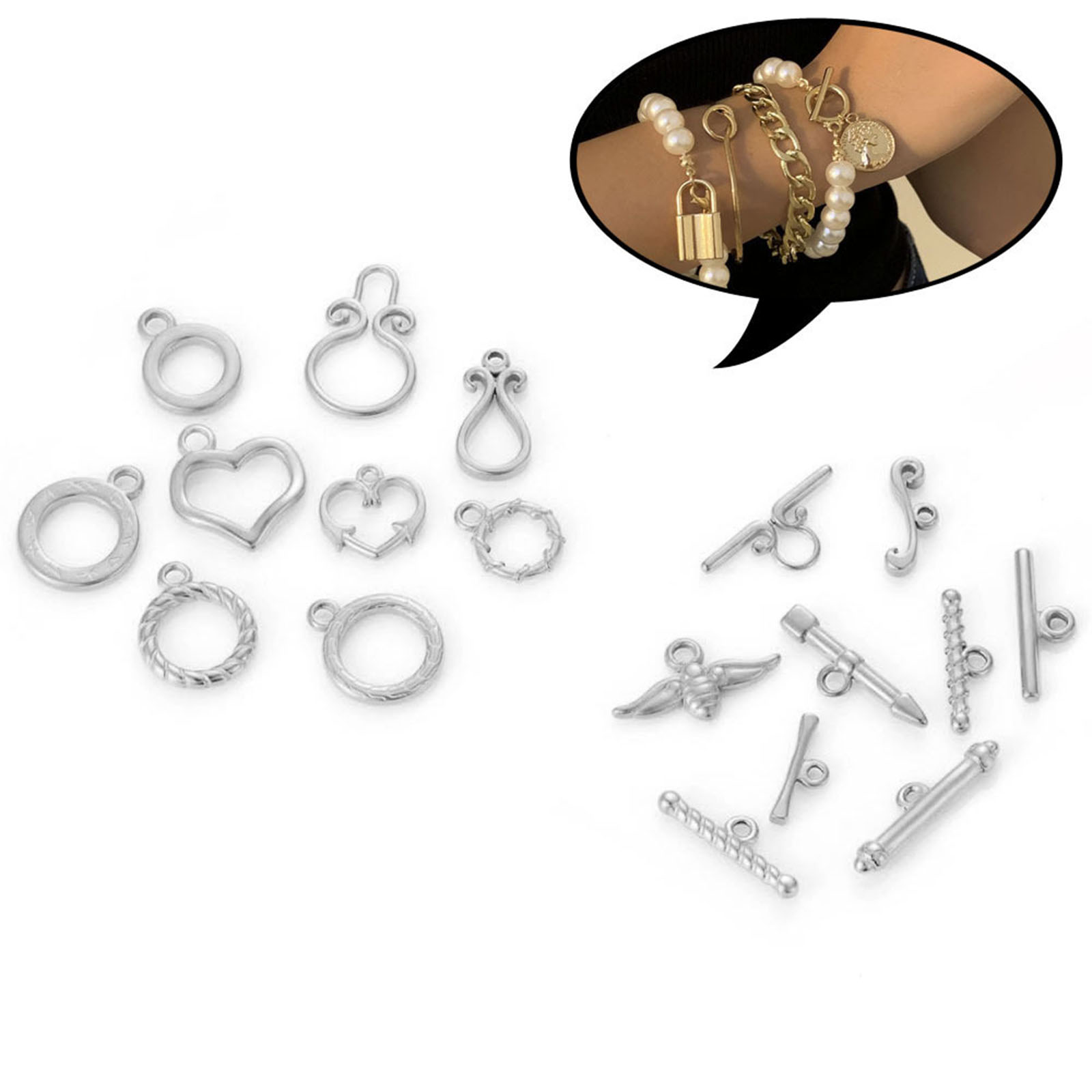 Picture of Stainless Steel Toggle Clasps Silver Tone 2 Sets