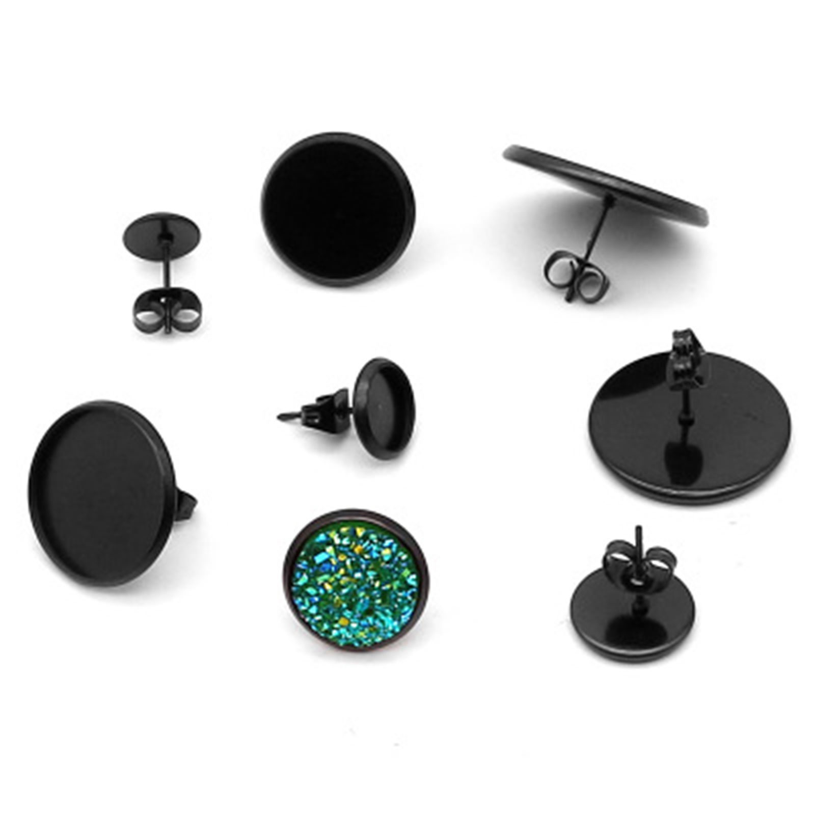 Picture of Stainless Steel Ear Post Stud Earrings Cabochon Settings 10 PCs