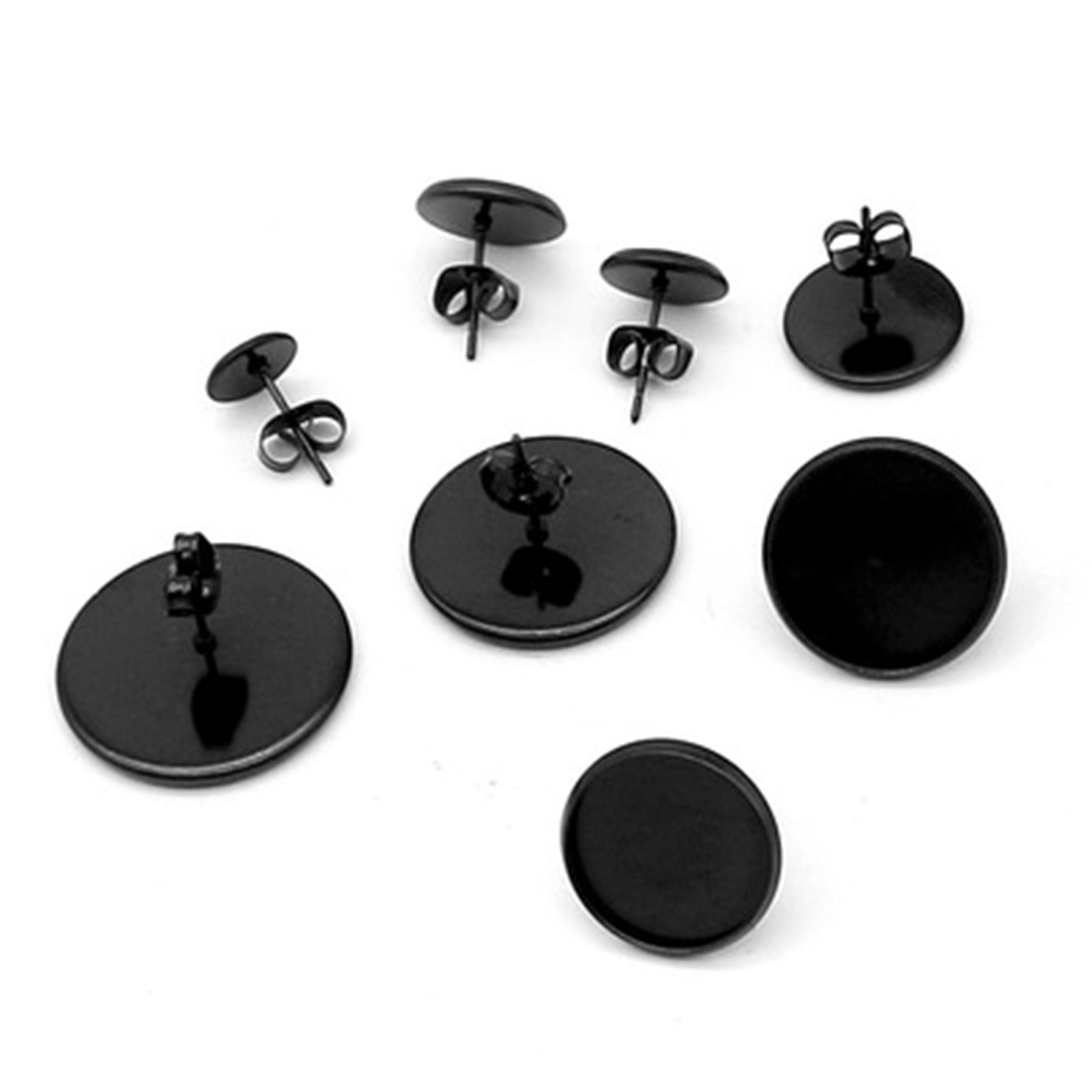 Picture of Stainless Steel Ear Post Stud Earrings Cabochon Settings 10 PCs