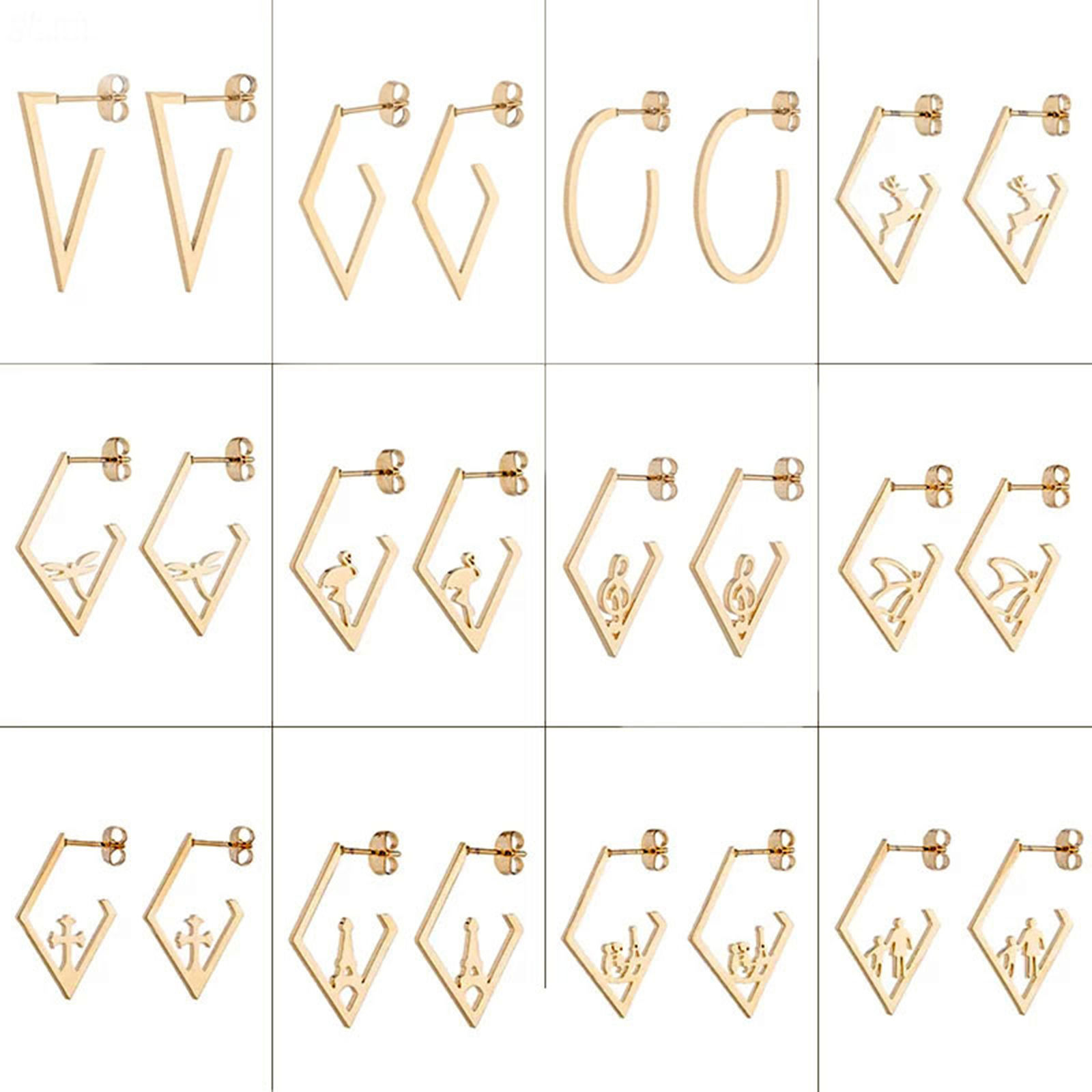 Picture of Stainless Steel Ear Post Stud Earrings Rhombus 30mm x 20mm, 1 Pair