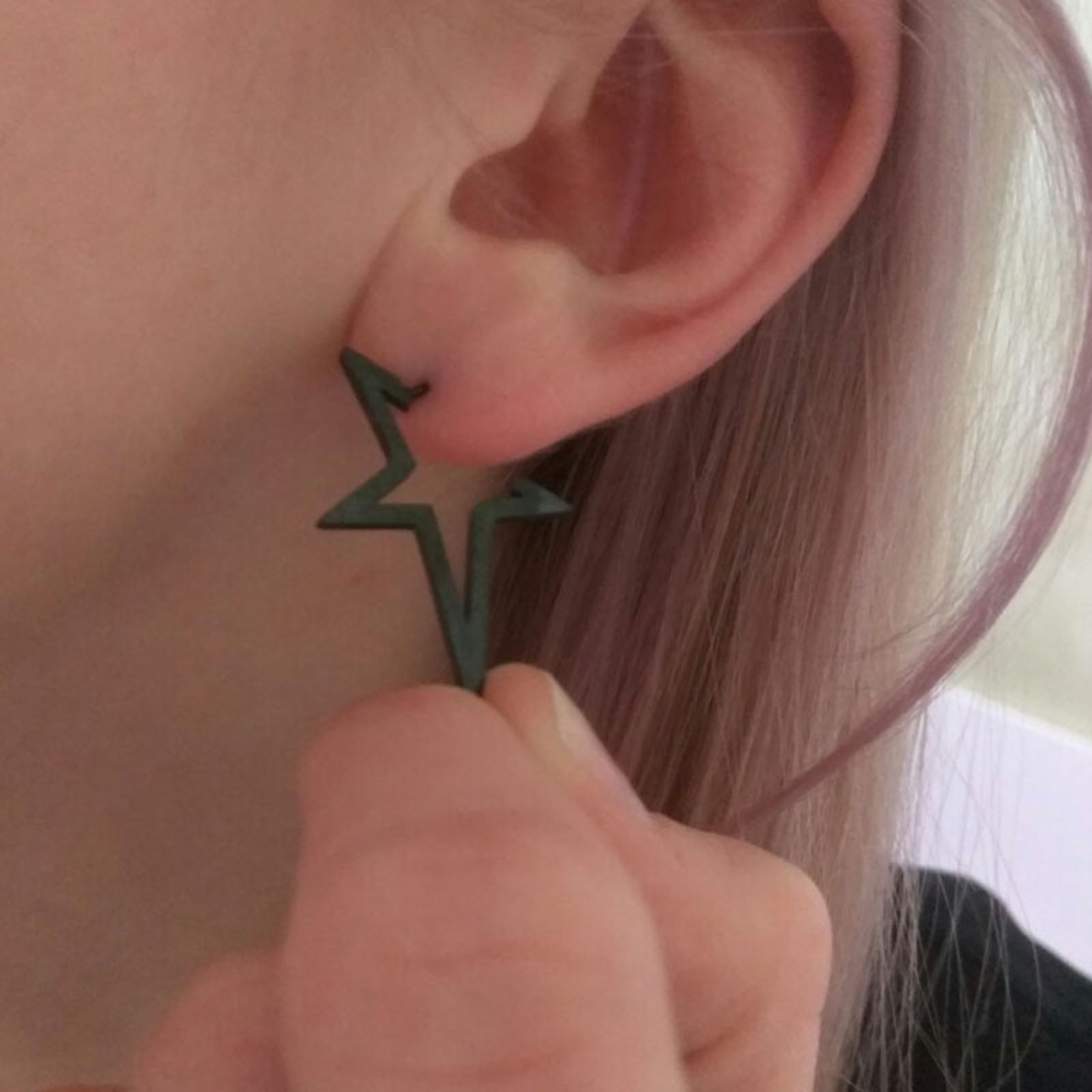 Picture of Stainless Steel Ear Post Stud Earrings Rhombus 30mm x 20mm, 1 Pair