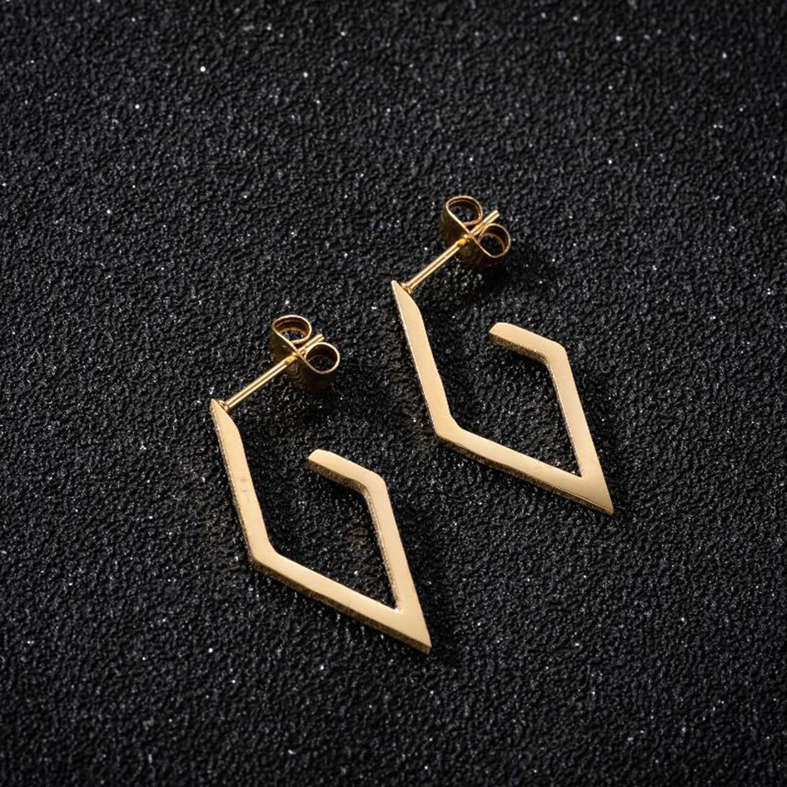 Picture of Stainless Steel Ear Post Stud Earrings Rhombus 30mm x 20mm, 1 Pair