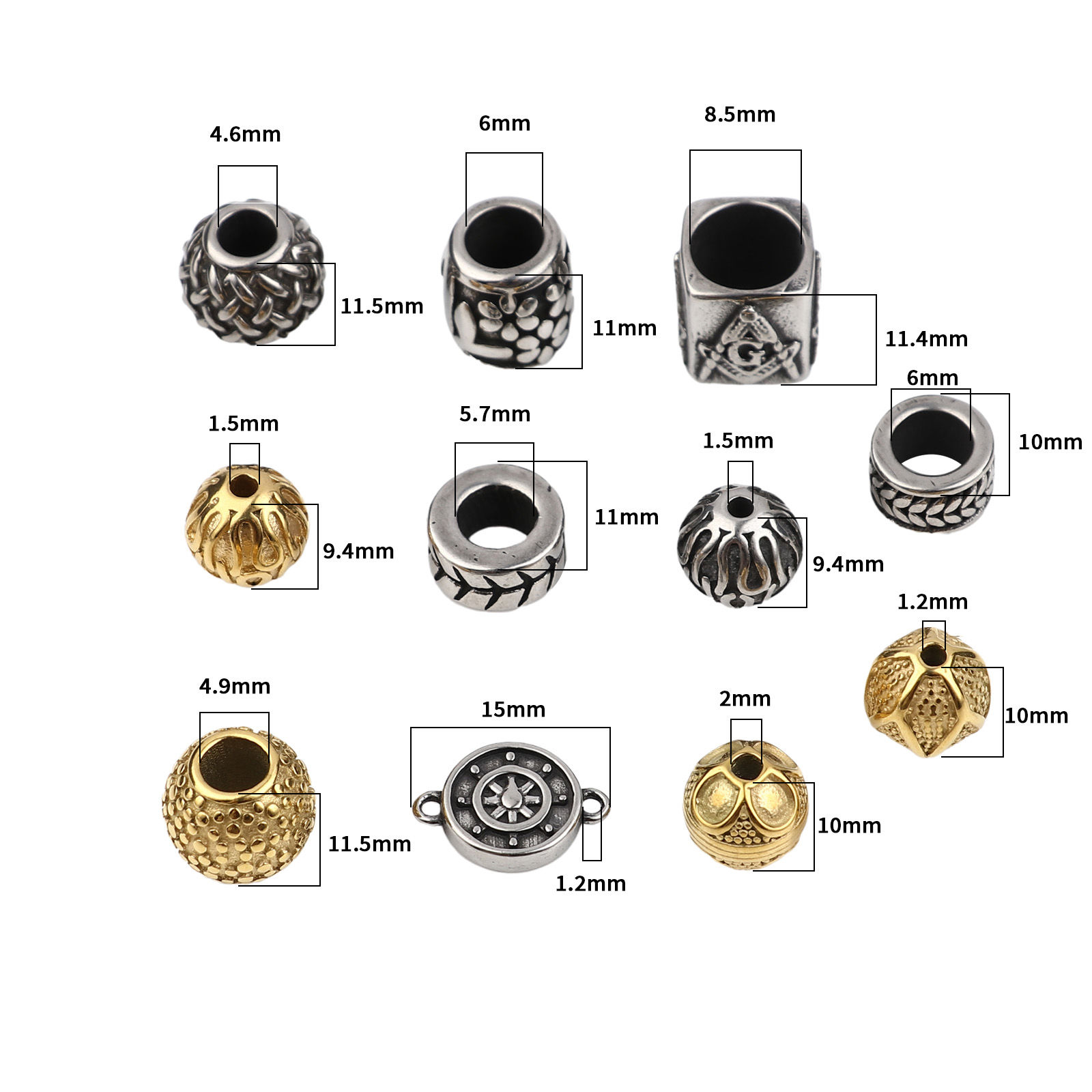 Picture of Stainless Steel Beads Cylinder Flower