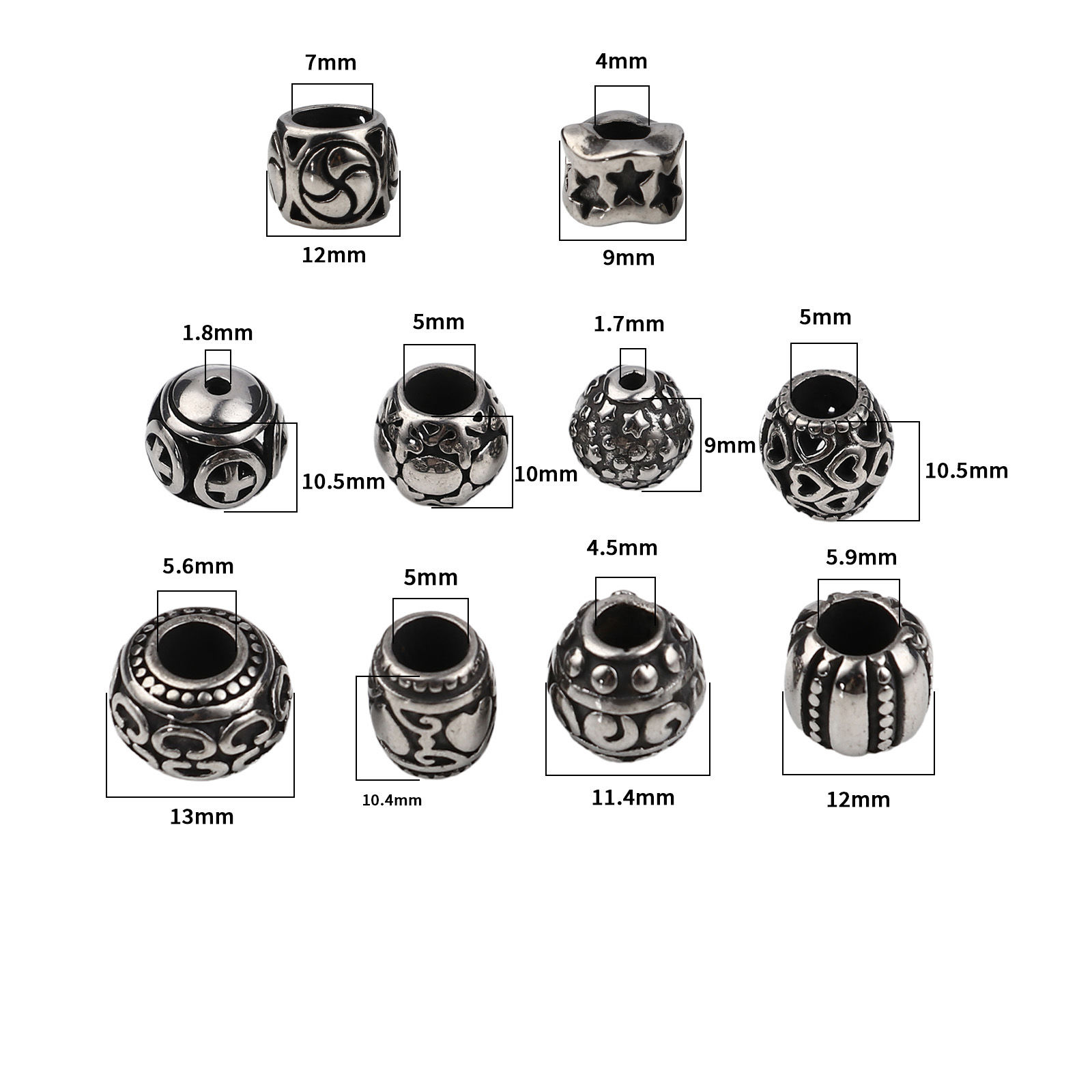 Image de Perles en Acier Inoxydable Colonne 1 Pièce