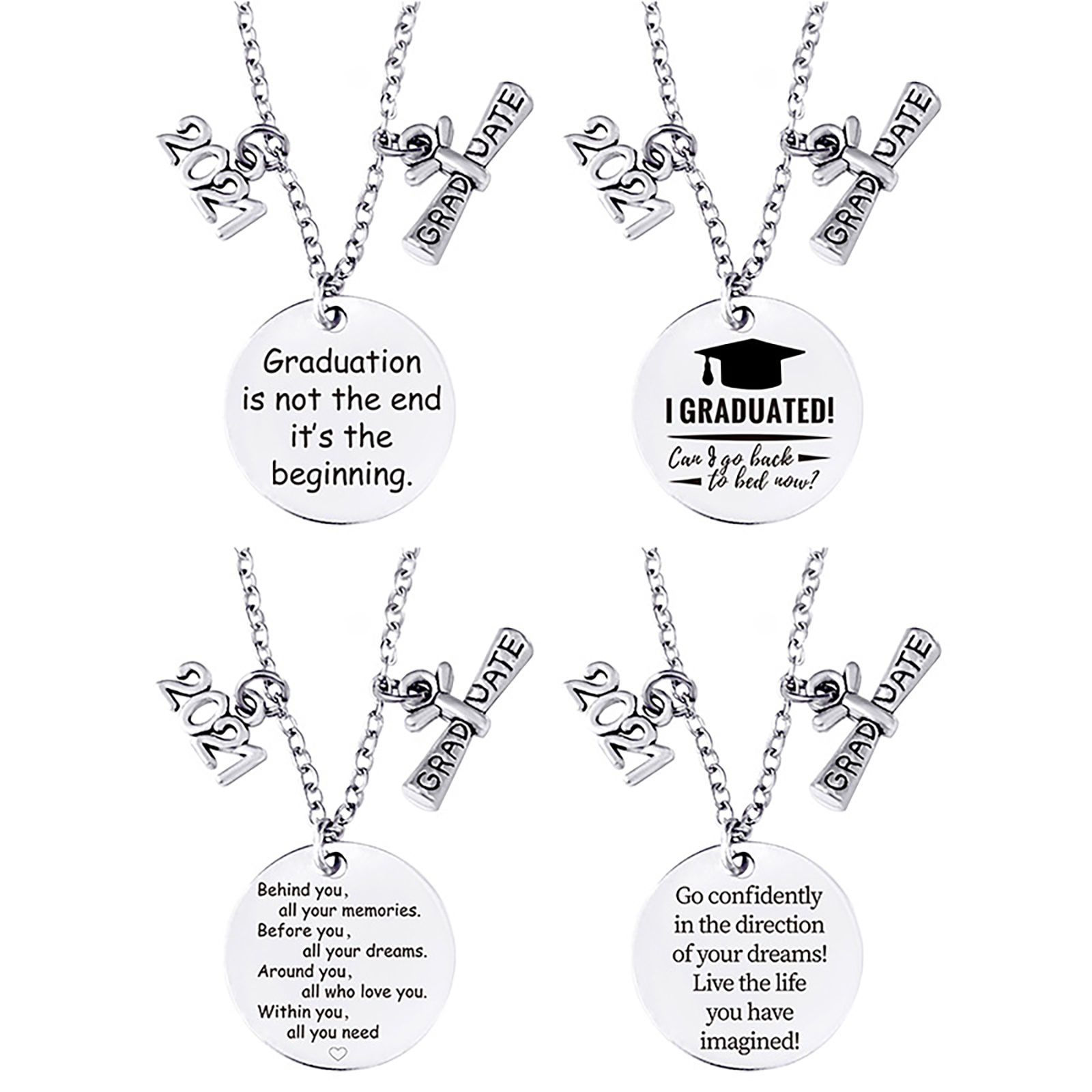 Picture of Stainless Steel Year Necklace Silver Tone & Antique Silver Color Diploma 50cm(19 5/8") long