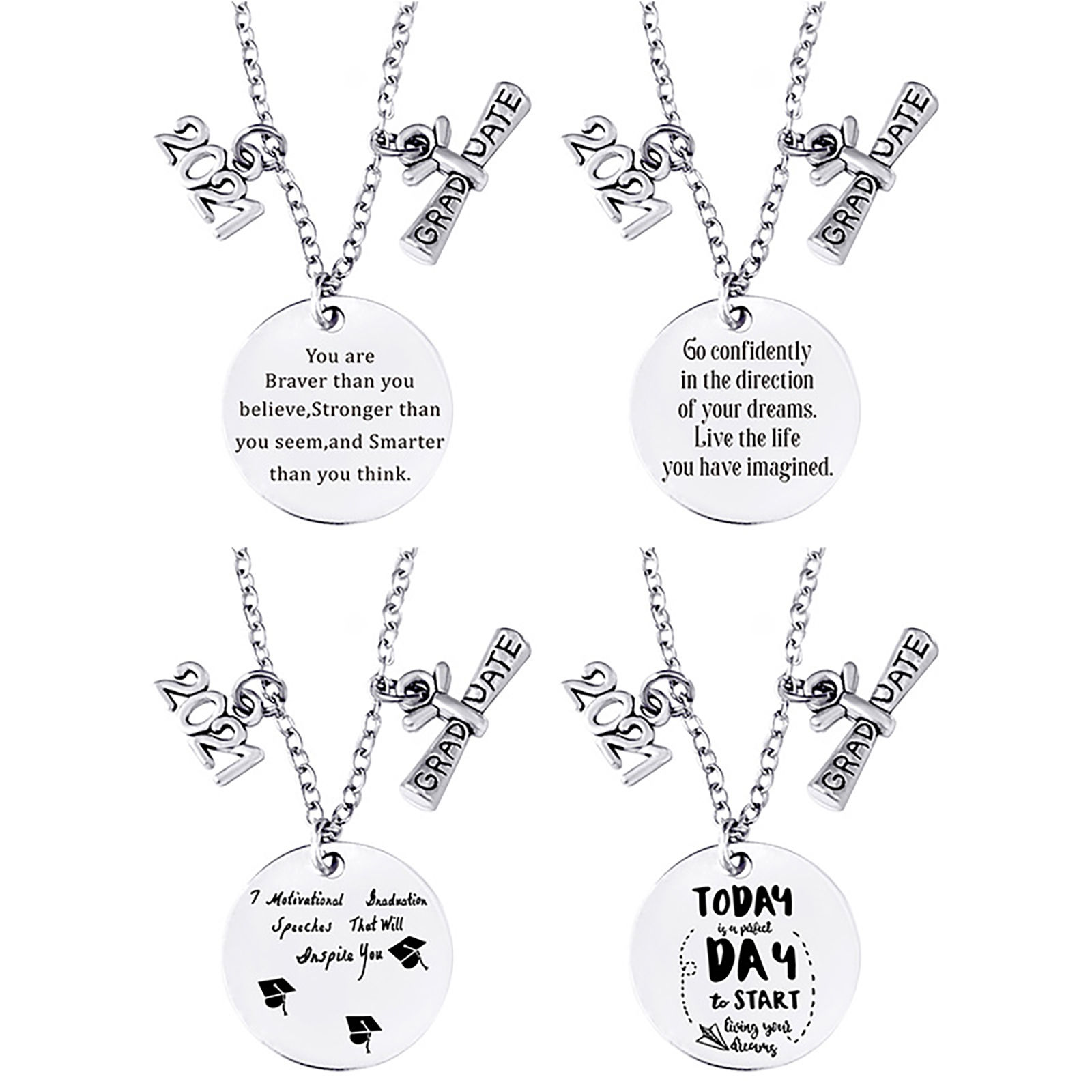 Picture of Stainless Steel Year Necklace Silver Tone & Antique Silver Color Diploma 50cm(19 5/8") long