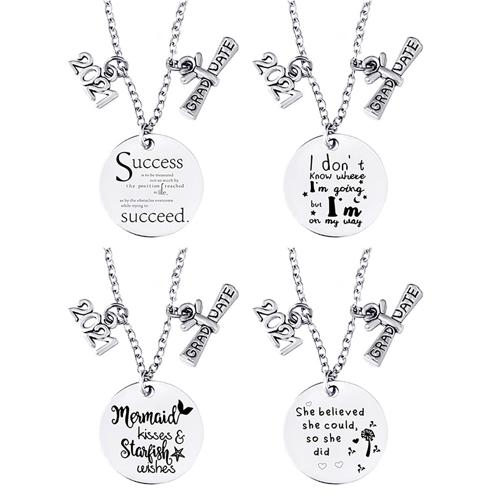 Picture of Stainless Steel Year Necklace Silver Tone & Antique Silver Color Diploma 50cm(19 5/8") long