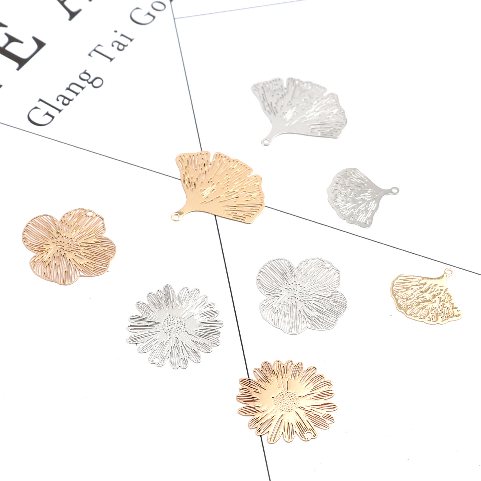 Image de Breloques Estampe en Filigrane en Laiton 20 Pcs