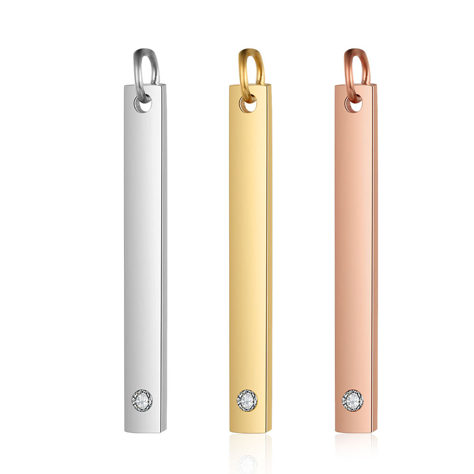 Picture of Stainless Steel Charms Rectangle Clear Rhinestone