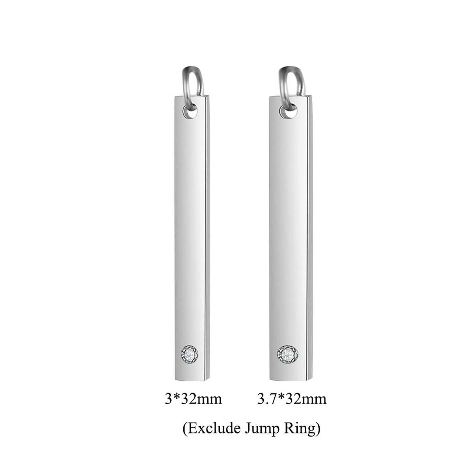 Picture of Stainless Steel Charms Rectangle Clear Rhinestone