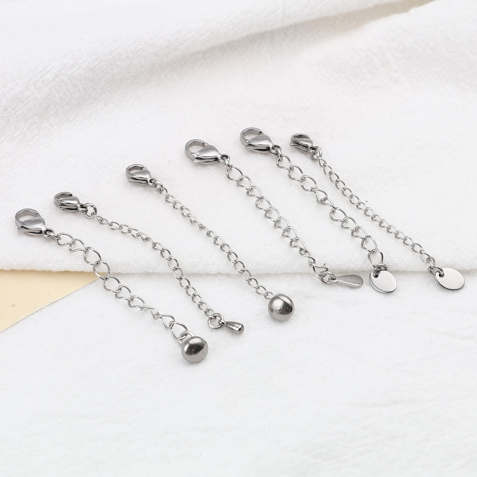 Picture of Stainless Steel Extender Chain For Jewelry Necklace Bracelet Silver Tone Lobster Clasp 6cm(2 3/8") long, 5 PCs