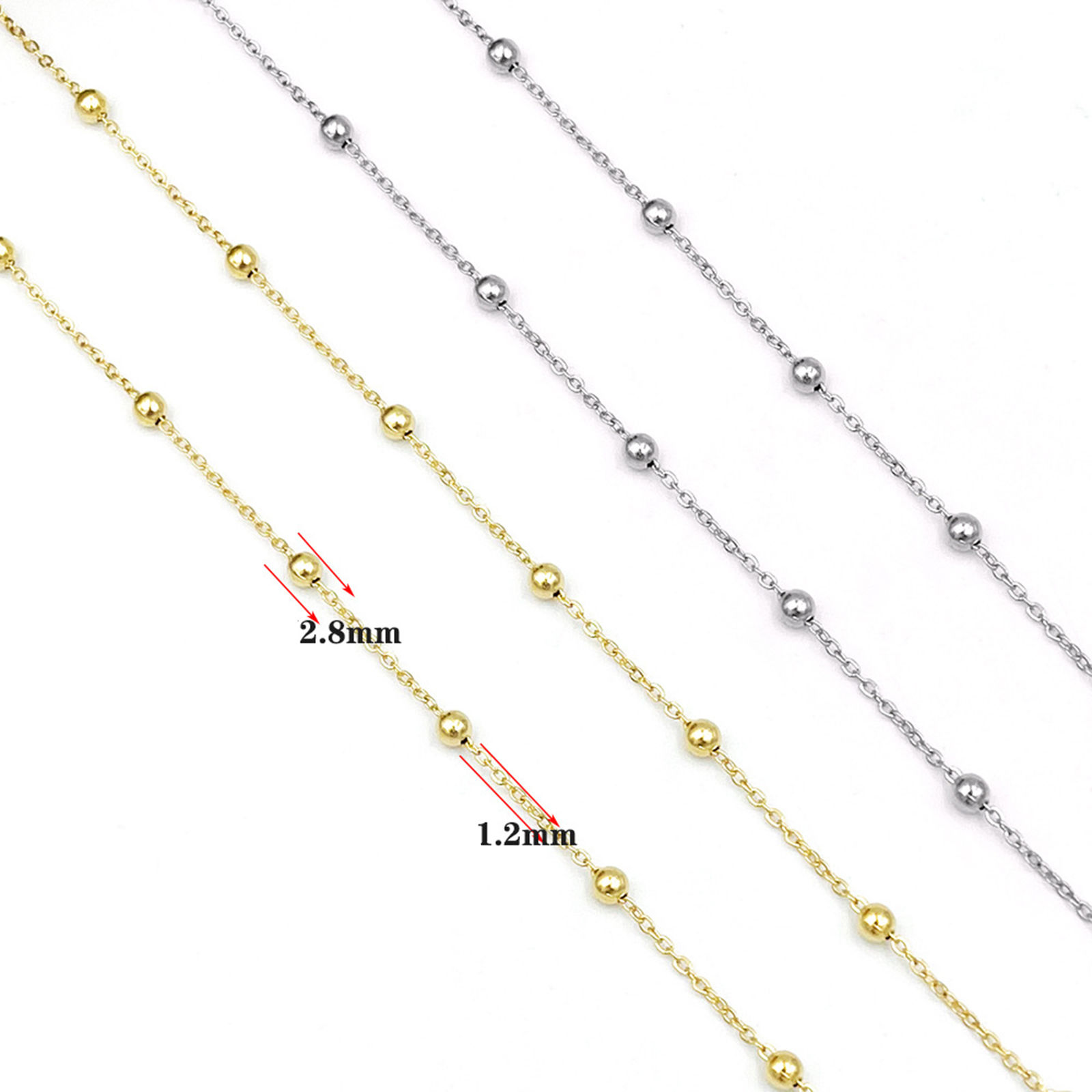 Picture of 1 M Vacuum Plating Stainless Steel Ball Chain For Handmade DIY Jewelry Making Findings Multicolor