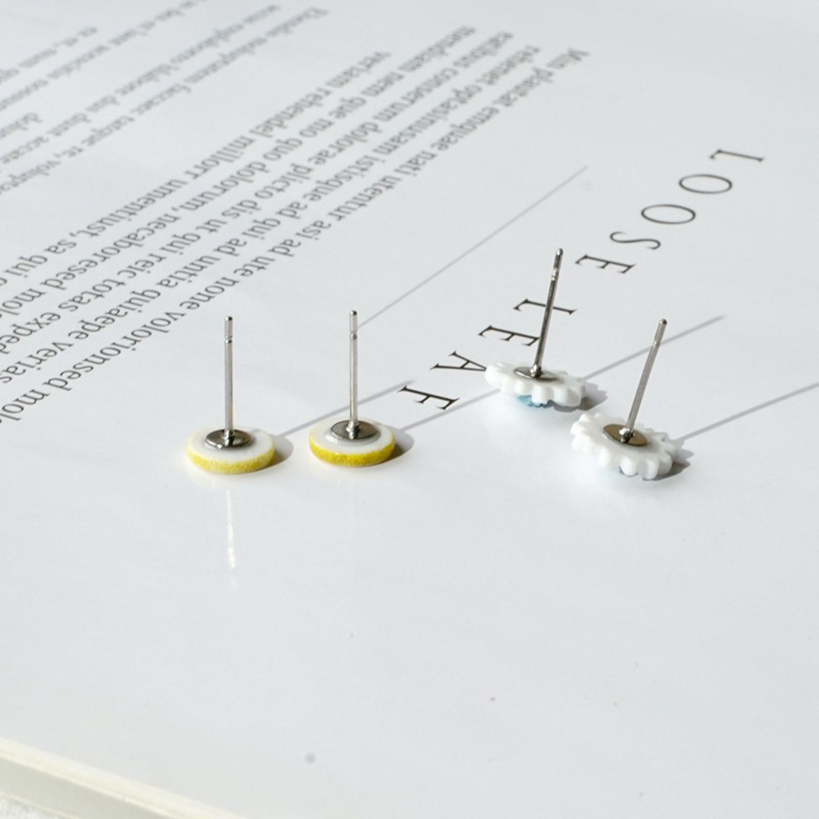 Picture of Stainless Steel & Ceramic Ear Post Stud Earrings Multicolor 8mm, 1 Pair