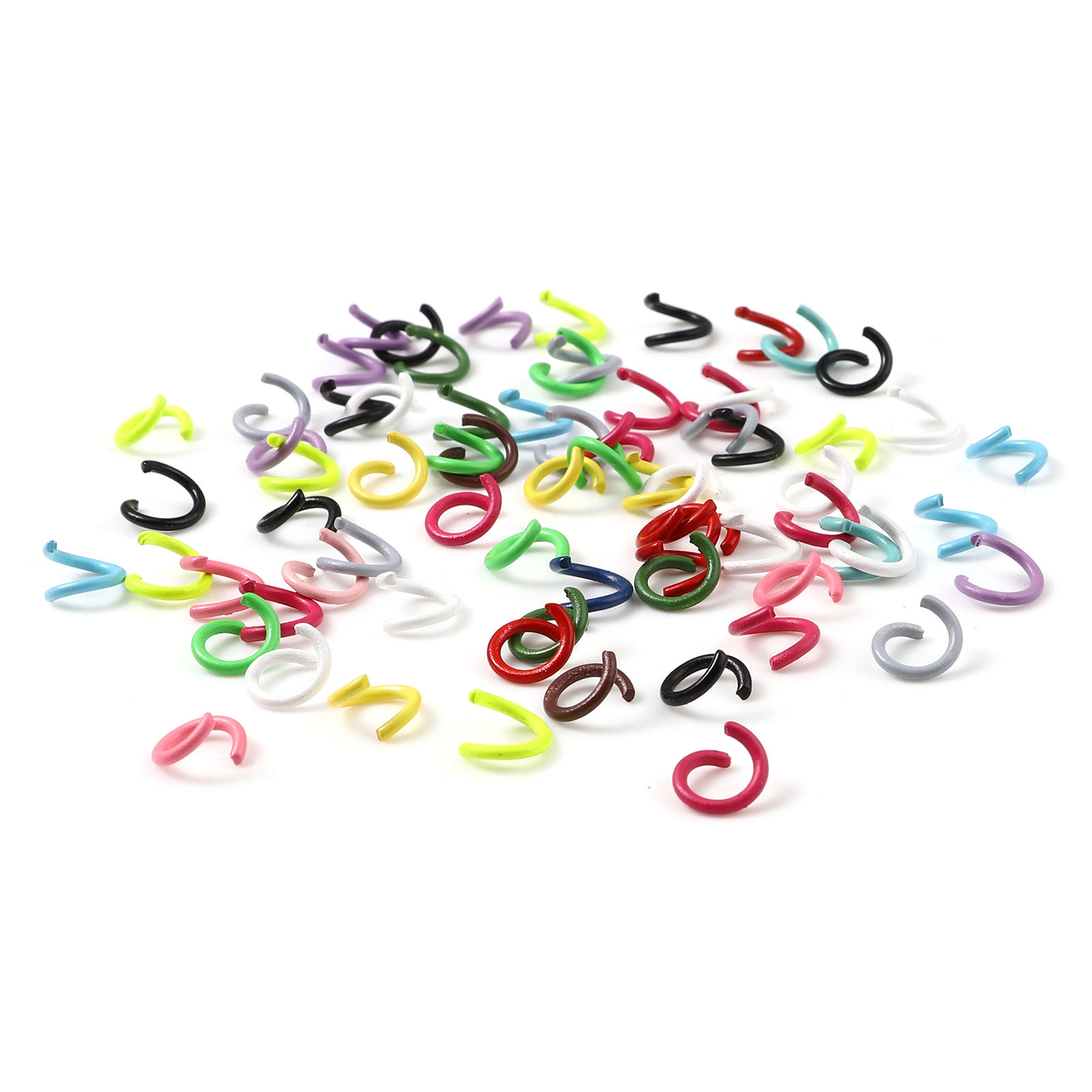 Immagine di 200 Pz 8mm Dia, 1.2mm(17 misura) Lega di Ferro Aperto Stile Anello di Salto Multicolore Tondo Pittura