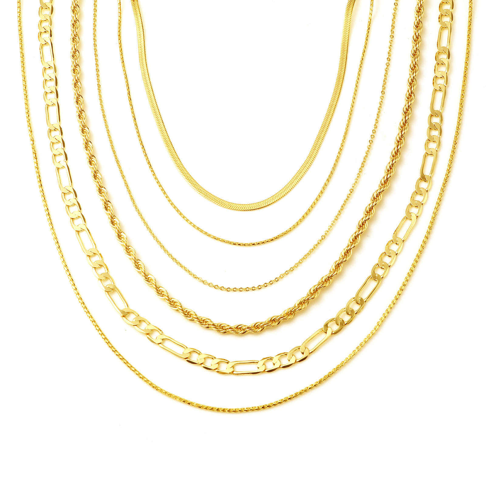Picture of Brass Necklace Link Chain 18K Real Gold Plated 1 Piece