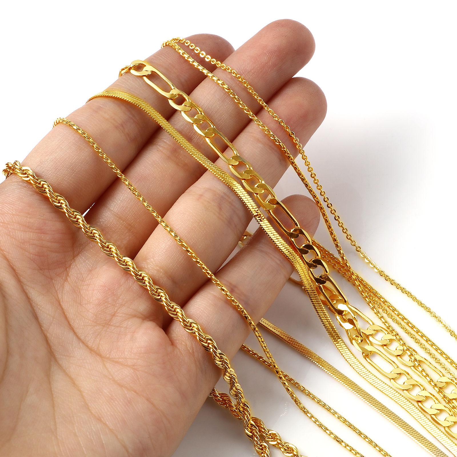 Picture of Brass Necklace Link Chain 18K Real Gold Plated 1 Piece