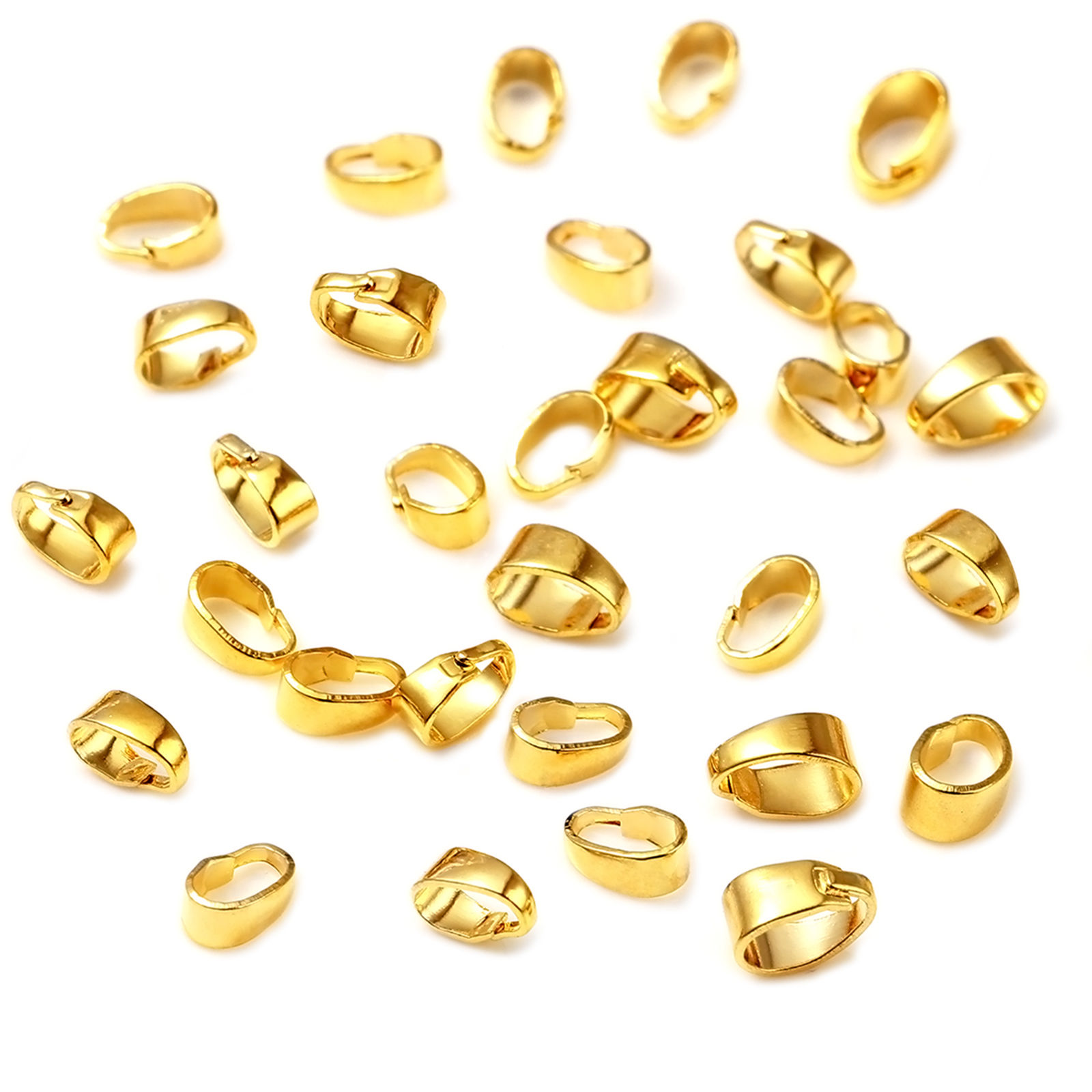 Image de Fermoirs Pinces Bélière en Laiton Plaqué Or Véritable 18K 20 Pcs