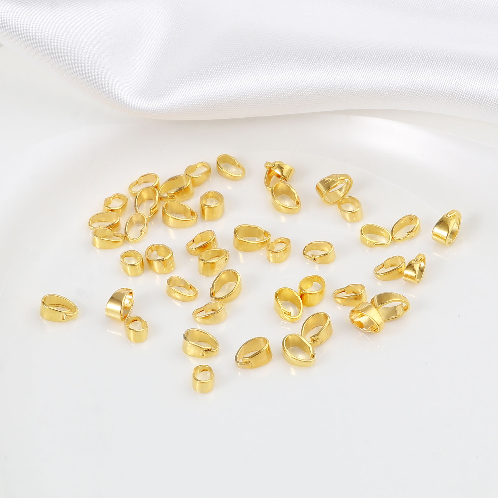 Image de Fermoirs Pinces Bélière en Laiton Plaqué Or Véritable 18K 20 Pcs
