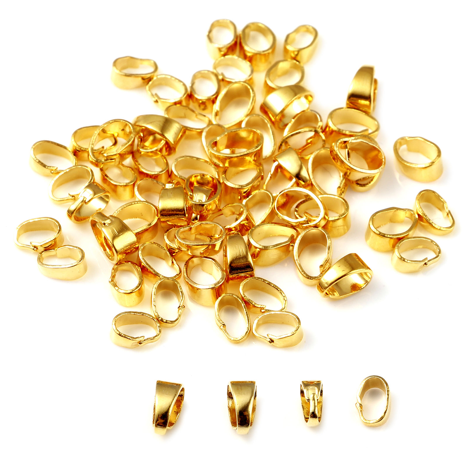Image de Fermoirs Pinces Bélière en Laiton Plaqué Or Véritable 18K 20 Pcs