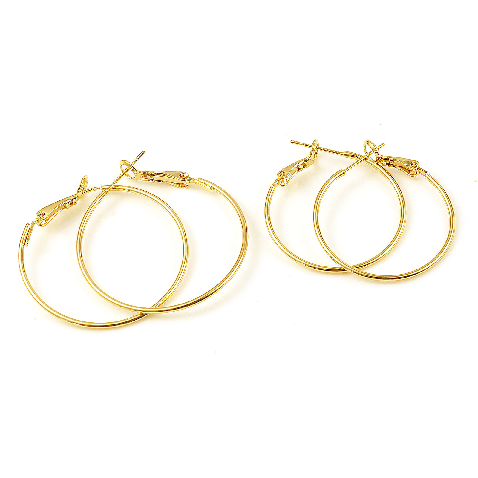Picture of Brass Hoop Earrings 18K Real Gold Plated Circle Ring 4 PCs