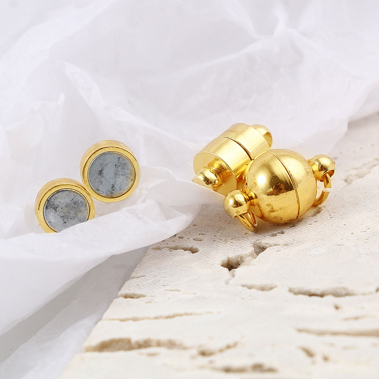 Picture of Brass & Magnetic Hematite Magnetic Clasps 18K Real Gold Plated Magnetic 5 PCs