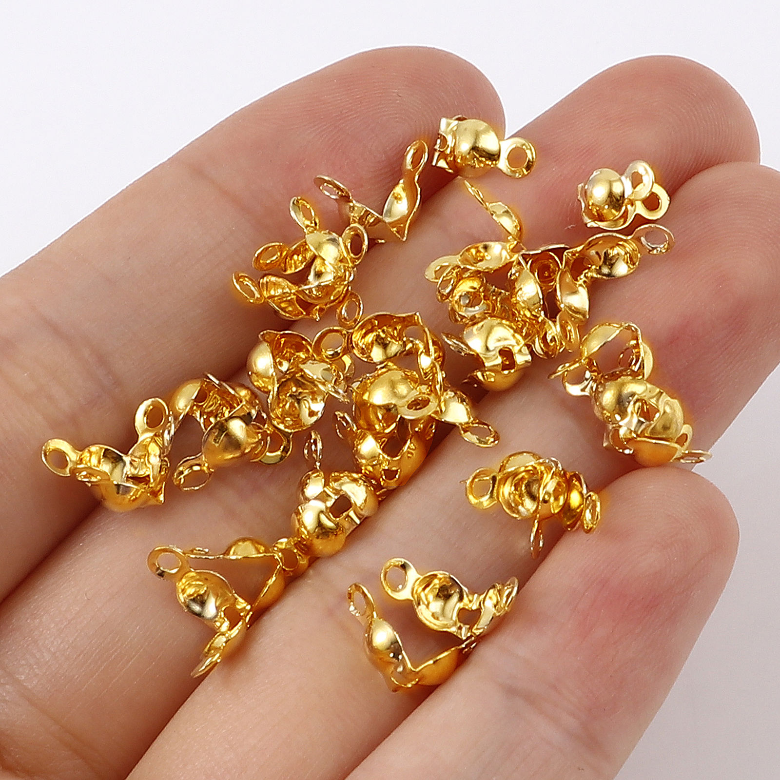 Bild von Messing Quetschkalotten 18K Echtgold plattiert Rund 20 Stück