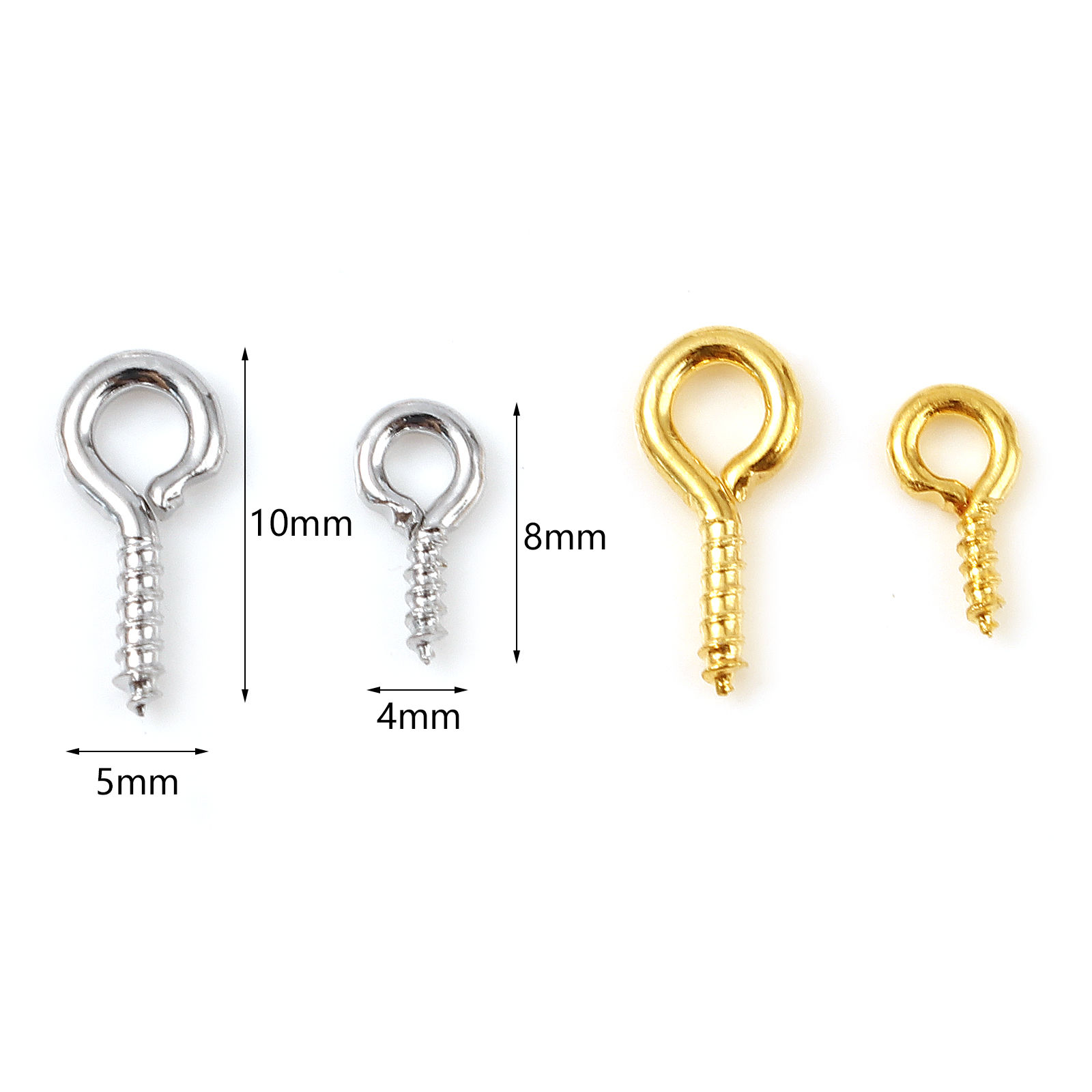 Picture of Brass Screw Eyes Bails Top Drilled Findings Multicolor 10 PCs