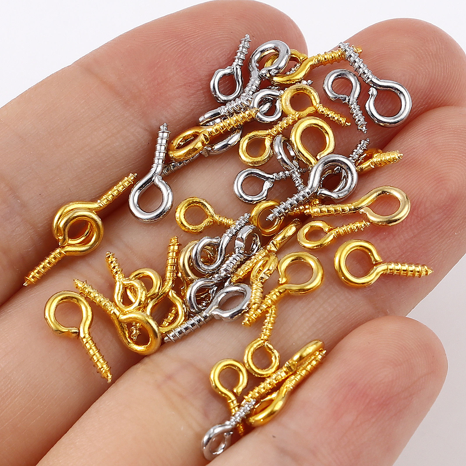 Picture of Brass Screw Eyes Bails Top Drilled Findings Multicolor 10 PCs