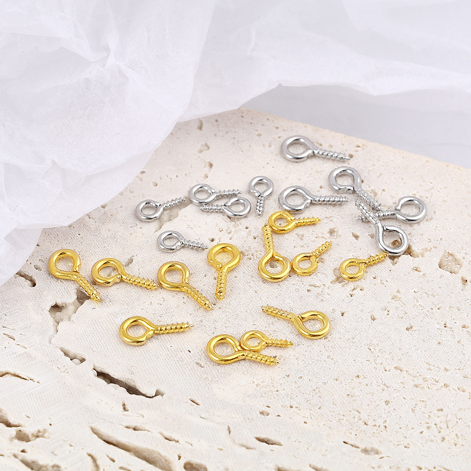 Picture of Brass Screw Eyes Bails Top Drilled Findings Multicolor 10 PCs