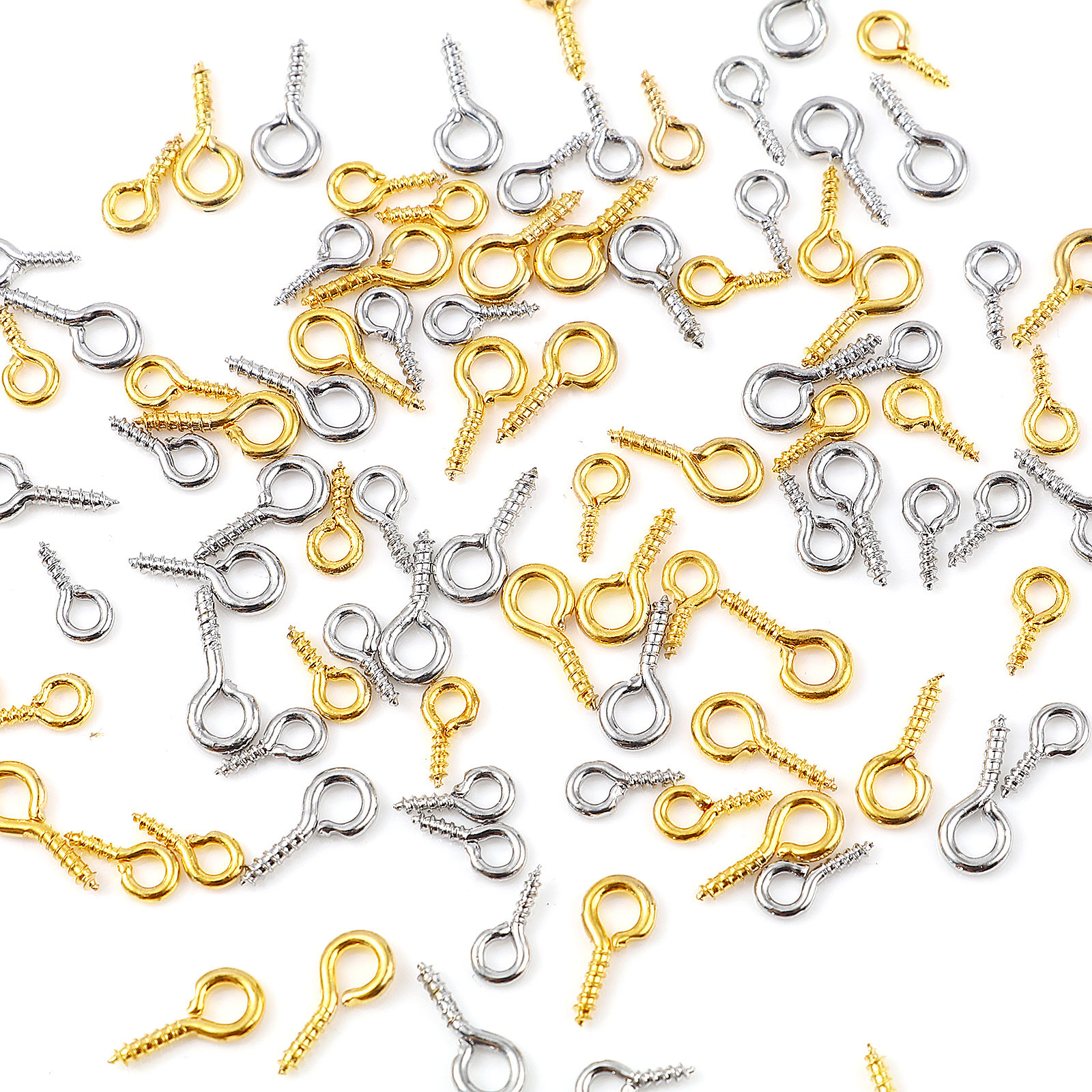 Picture of Brass Screw Eyes Bails Top Drilled Findings Multicolor 10 PCs