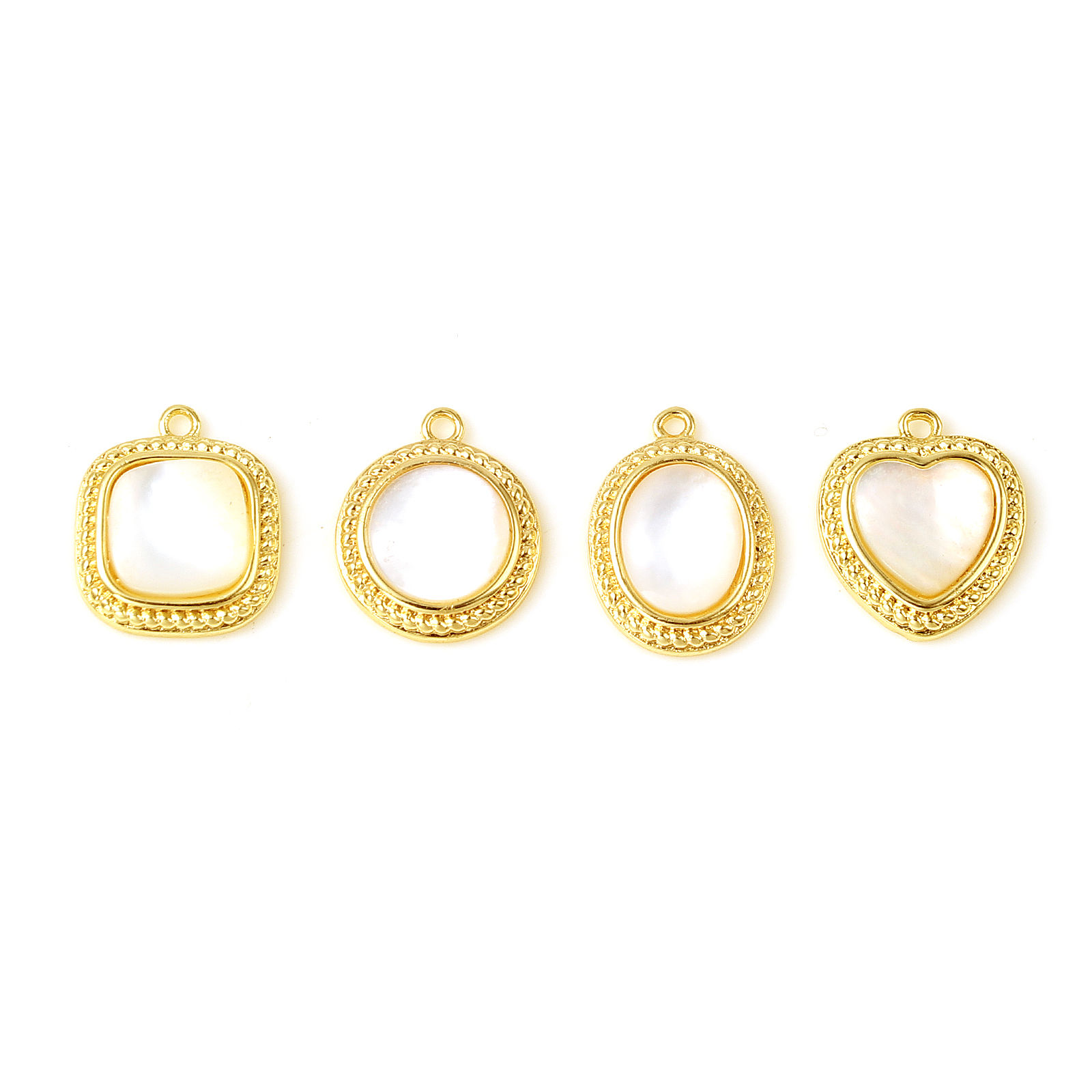 シェル+真鍮 チャーム 18K ゴールドフィルド 白 1 個 の画像
