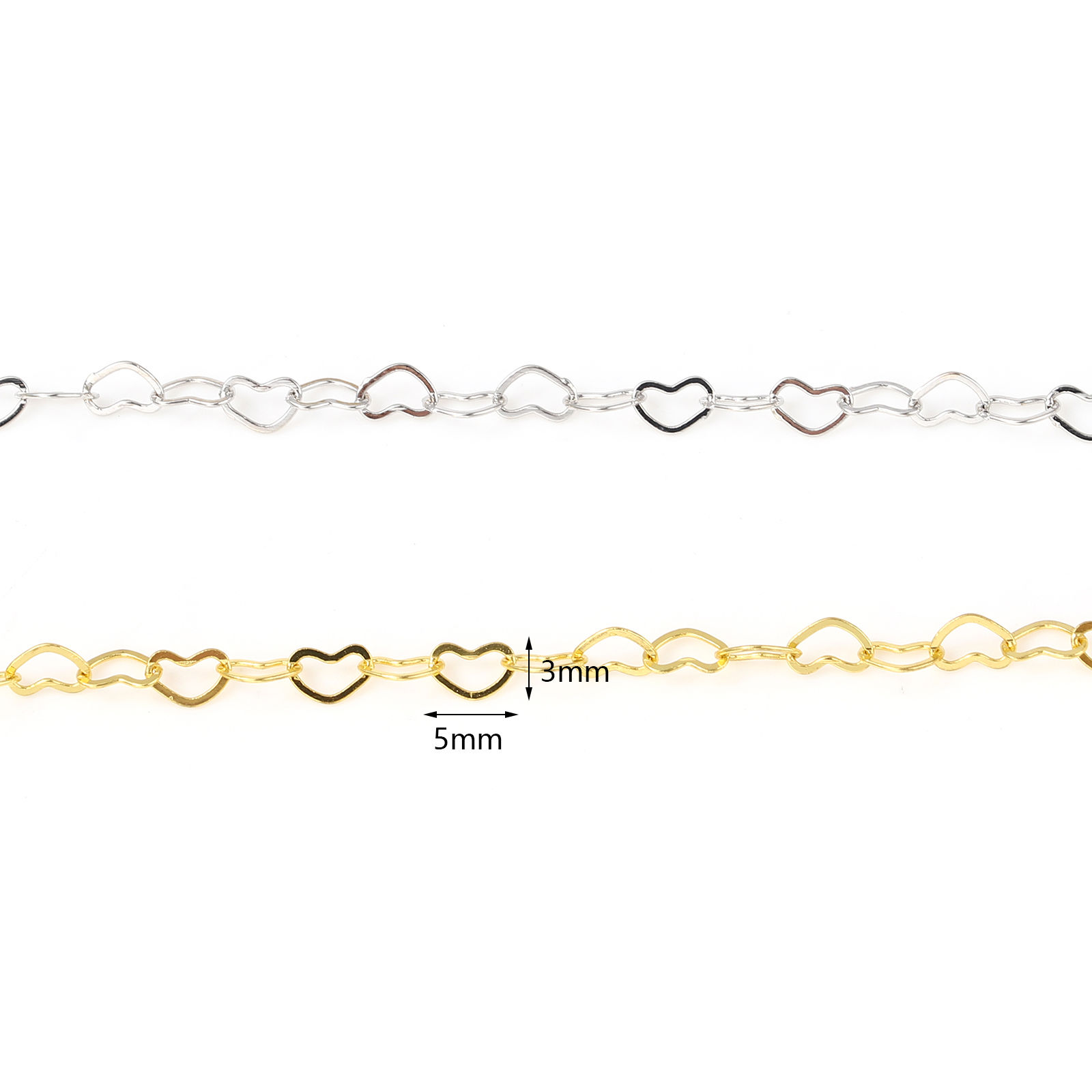 Picture of Brass Chain Findings Heart Multicolor 5x3mm, 2 M