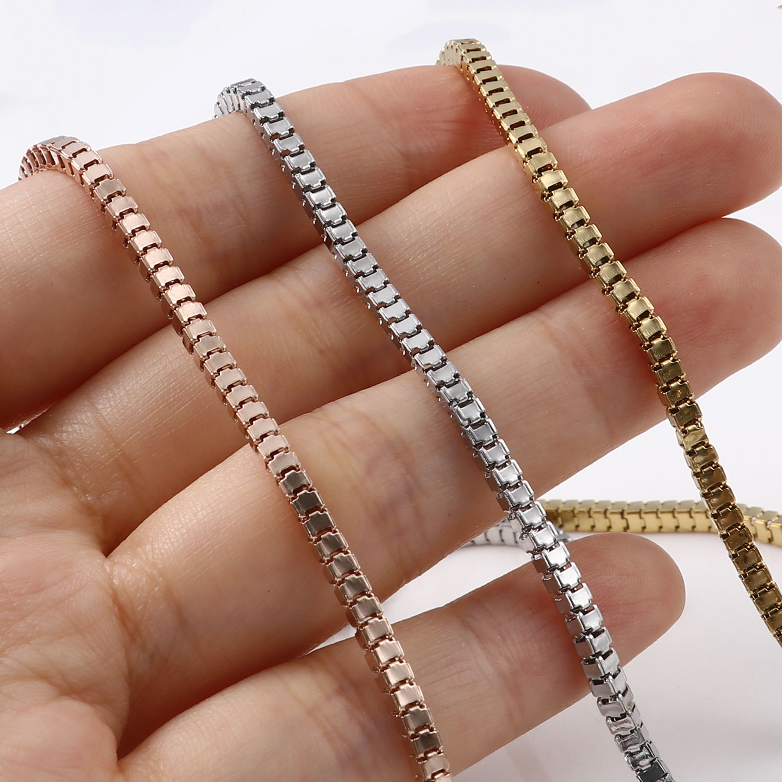 Picture of Stainless Steel Box Chain Necklace Multicolor 1 Piece