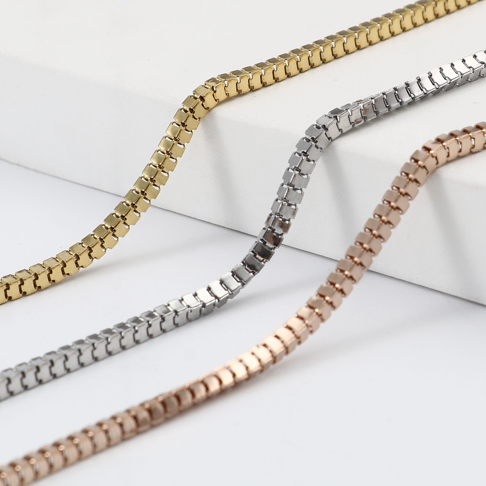 Picture of Stainless Steel Box Chain Necklace Multicolor 1 Piece