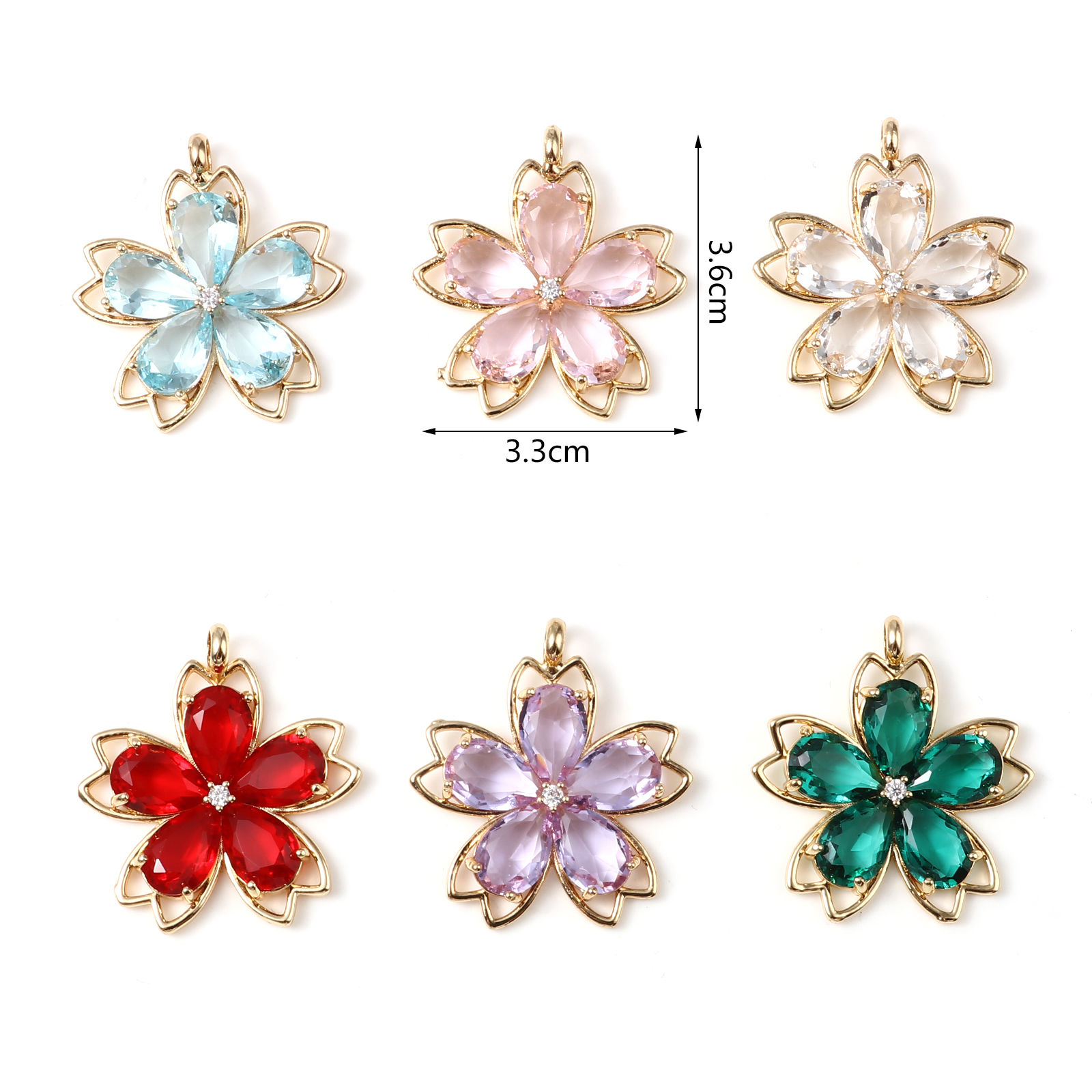 Picture of Brass Pendants Gold Plated Flower 3.6cm x 3.3cm, 1 Piece