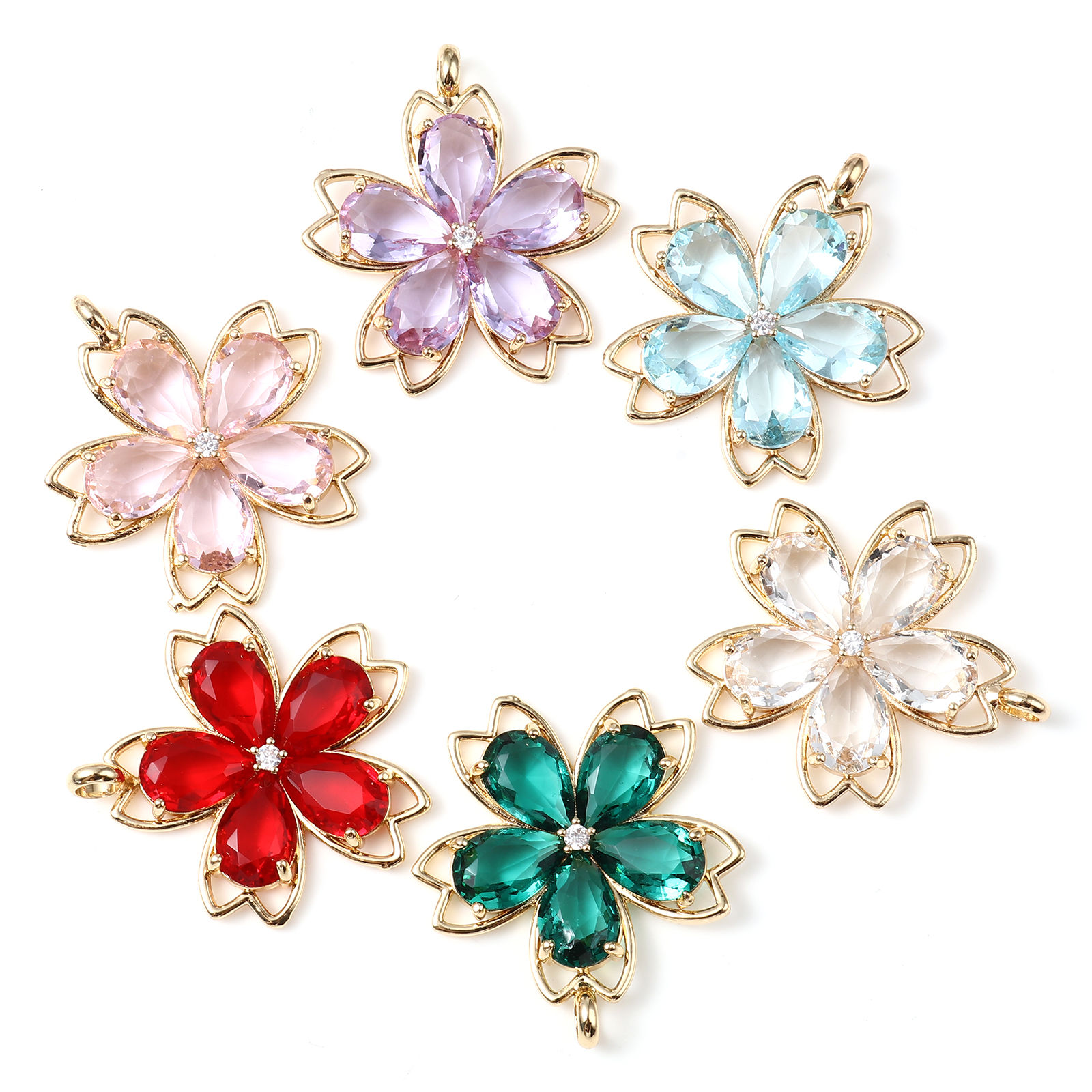 Picture of Brass Pendants Gold Plated Flower 3.6cm x 3.3cm, 1 Piece