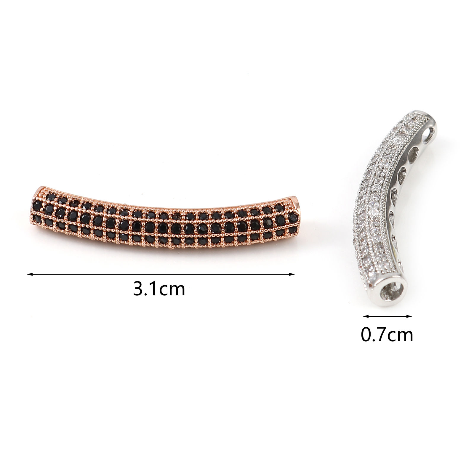 Picture of Brass Beads Tube Multicolor About 3.1cm x 0.7cm, Hole: Approx 2.5mm, 1 Piece