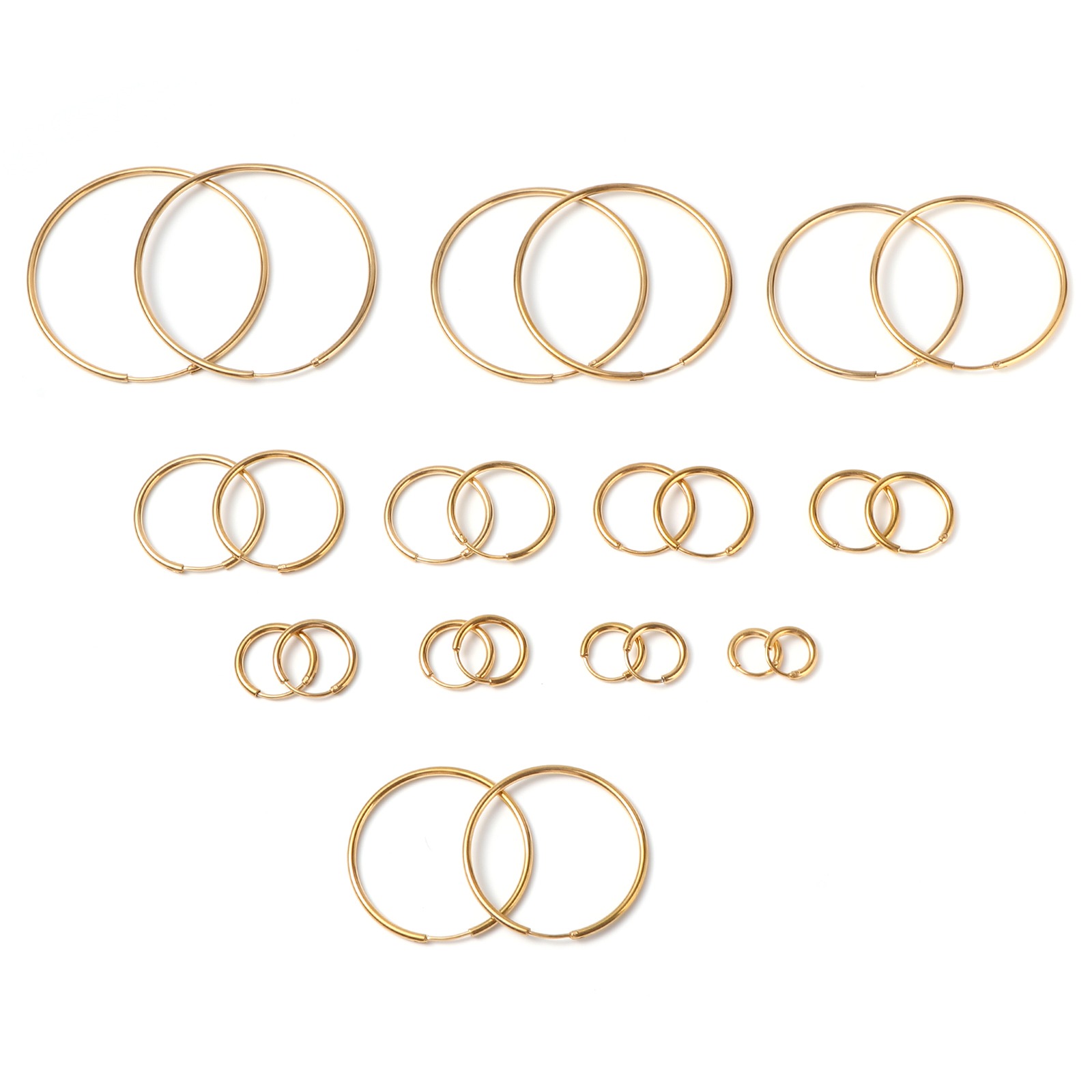 Picture of Stainless Steel Hoop Earrings Gold Plated Circle Ring Post/ Wire Size: (19 gauge), 1 Pair