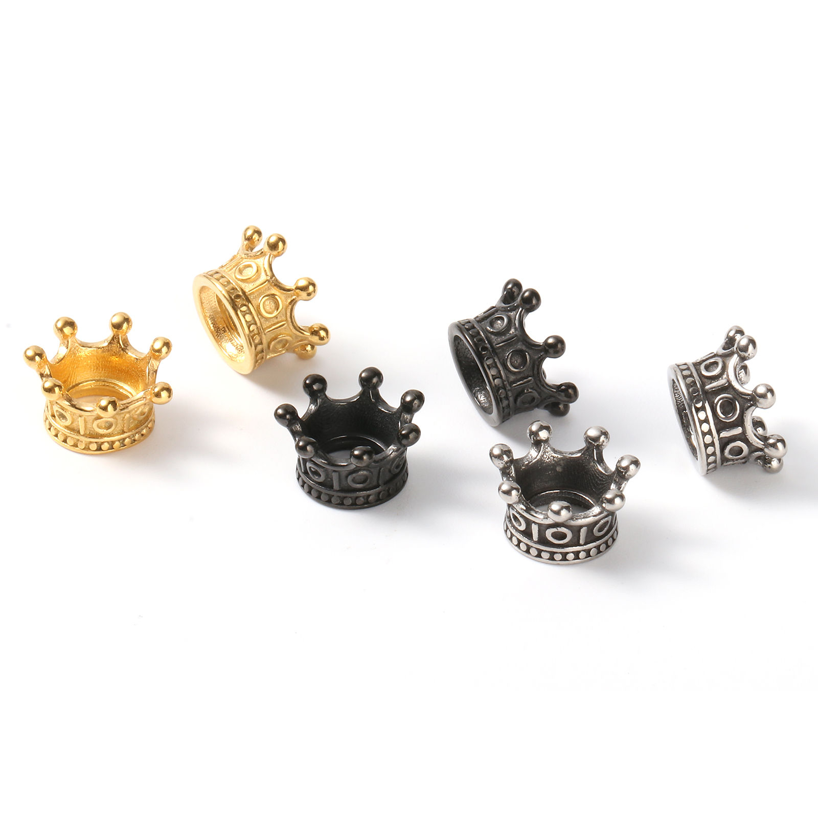 Immagine di Acciaio Inossidabile Stile Europeo Perline Corona Multicolore 11mm x 6mm, Buco: Circa 4.9mm, 1 Pz