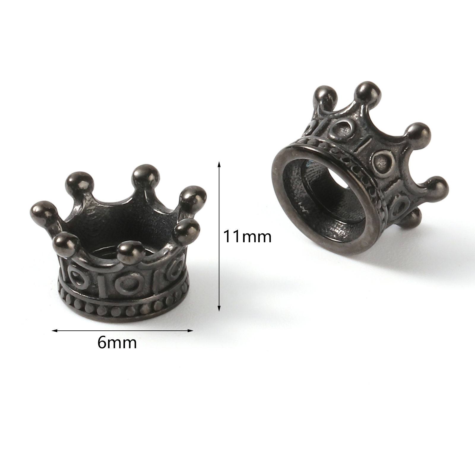Immagine di Acciaio Inossidabile Stile Europeo Perline Corona Multicolore 11mm x 6mm, Buco: Circa 4.9mm, 1 Pz