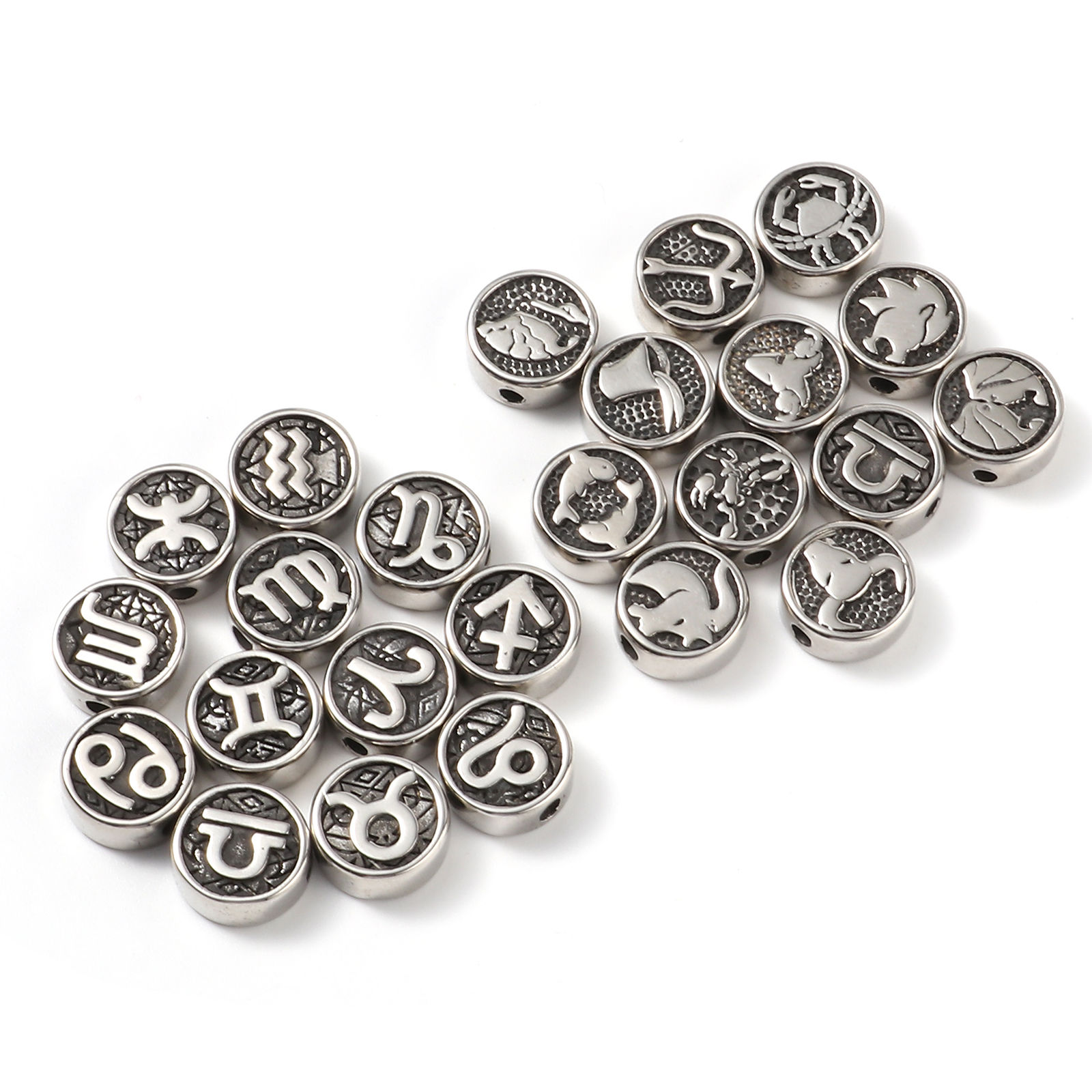Imagen de Acero Inoxidable Cuentas Ronda Gunmetal Constelación 10mm Diámetro, Agujero: Aprox 1.8mm, 2 Unidades